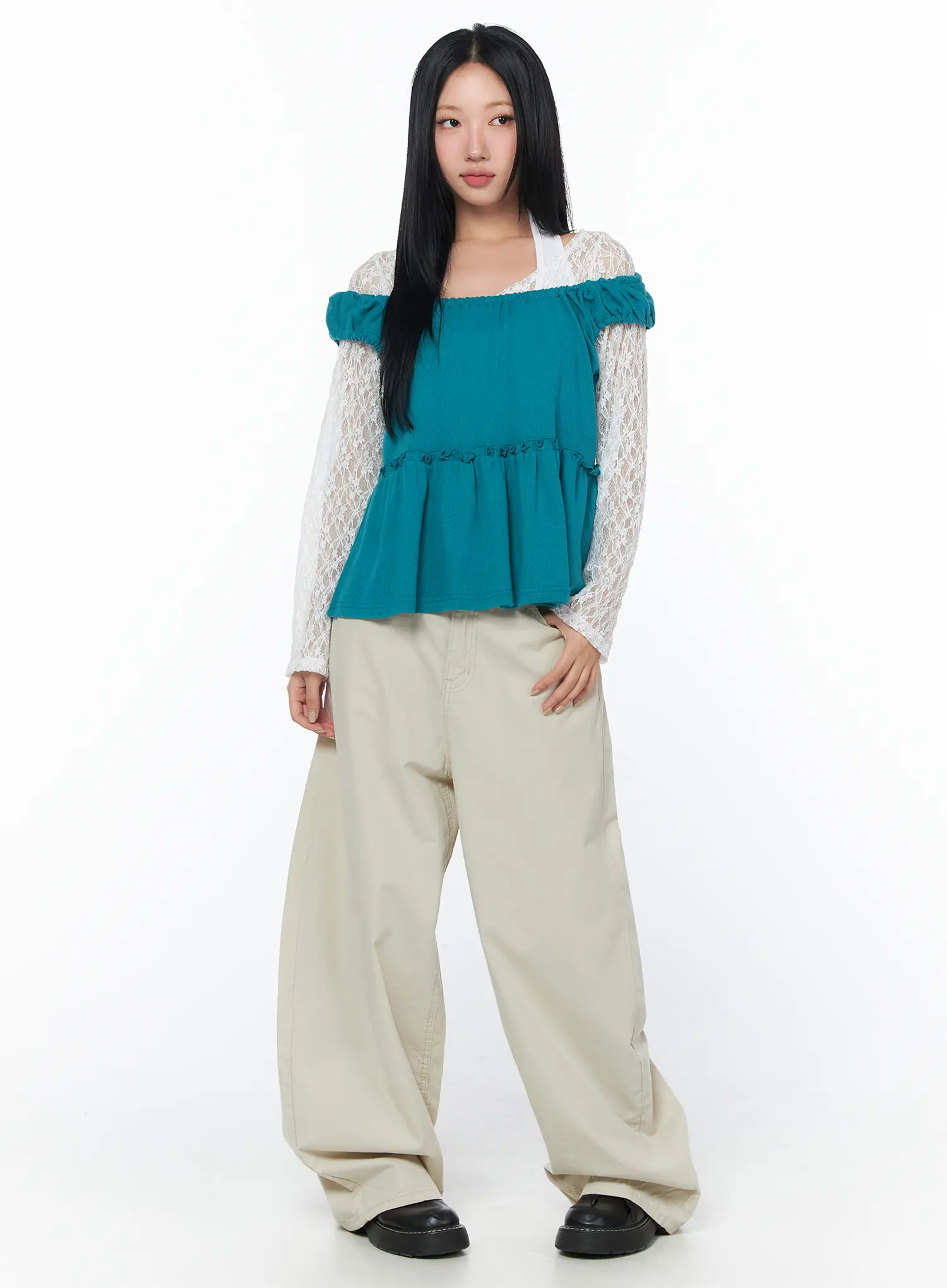 Puff Sleeve Shirred Blouse CY512 - Image 3