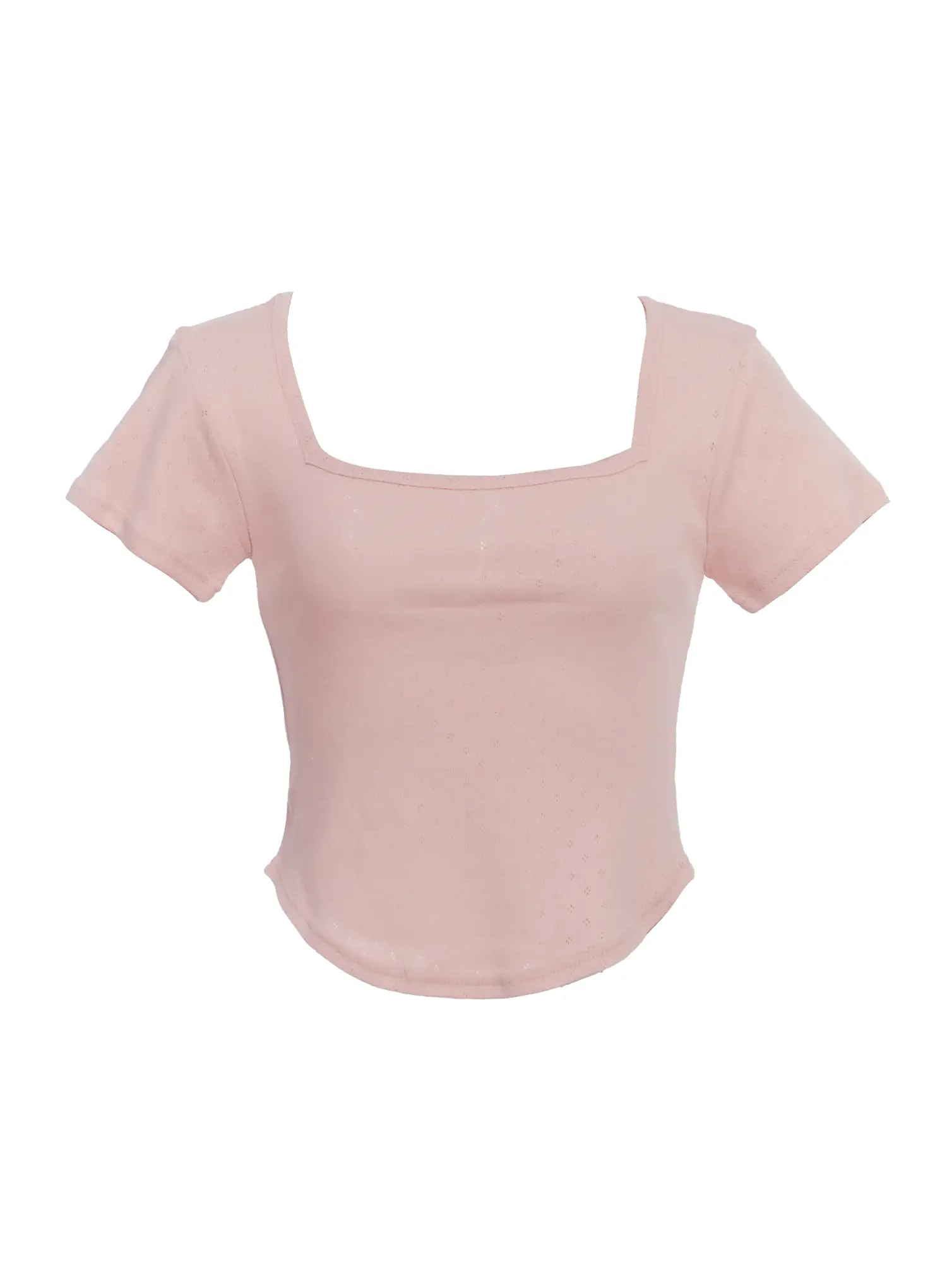 Punched Square-Neck Short-Sleeve Tee IC503 - Image 5
