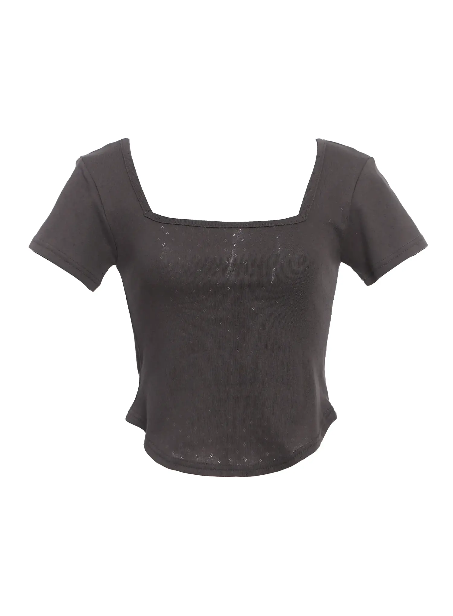 Punched Square-Neck Short-Sleeve Tee IC503 - Image 7