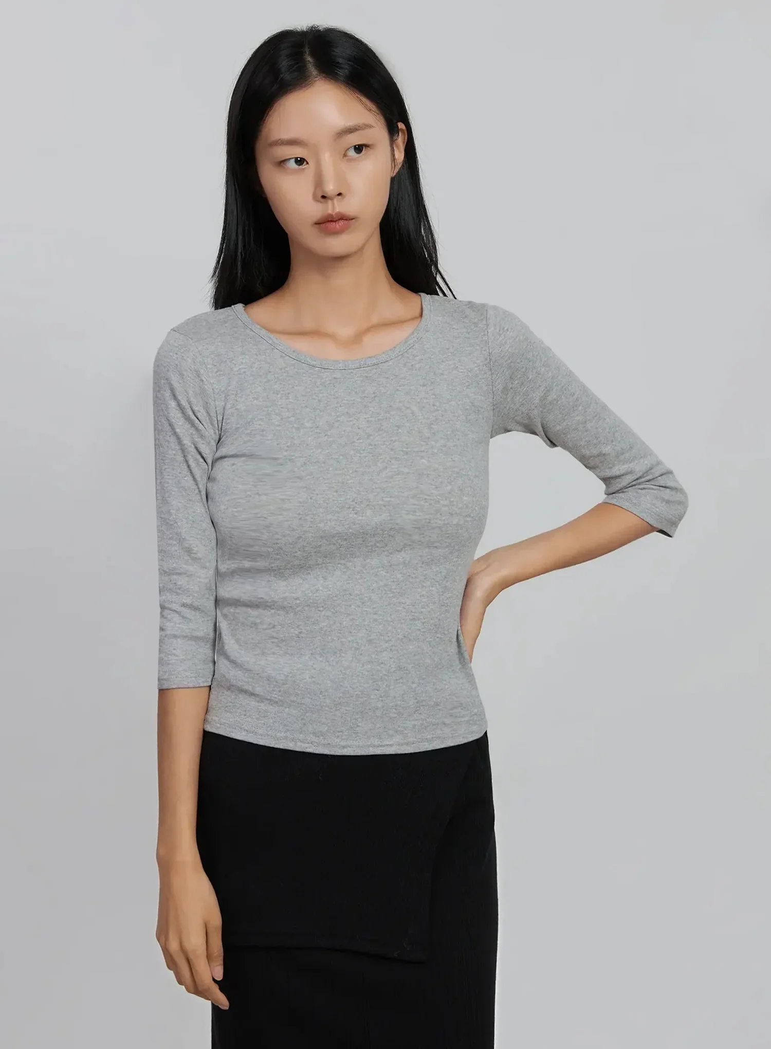 Quarter Sleeve Round Neck Top ID516 - Image 12