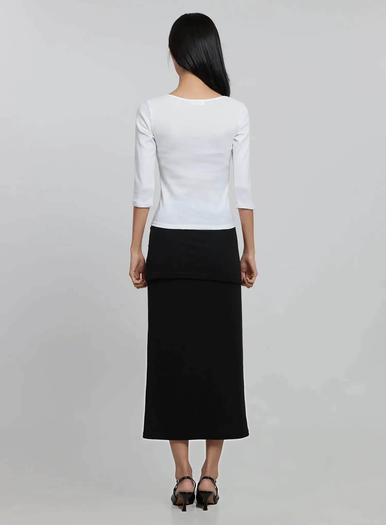 Quarter Sleeve Round Neck Top ID516 - Image 7