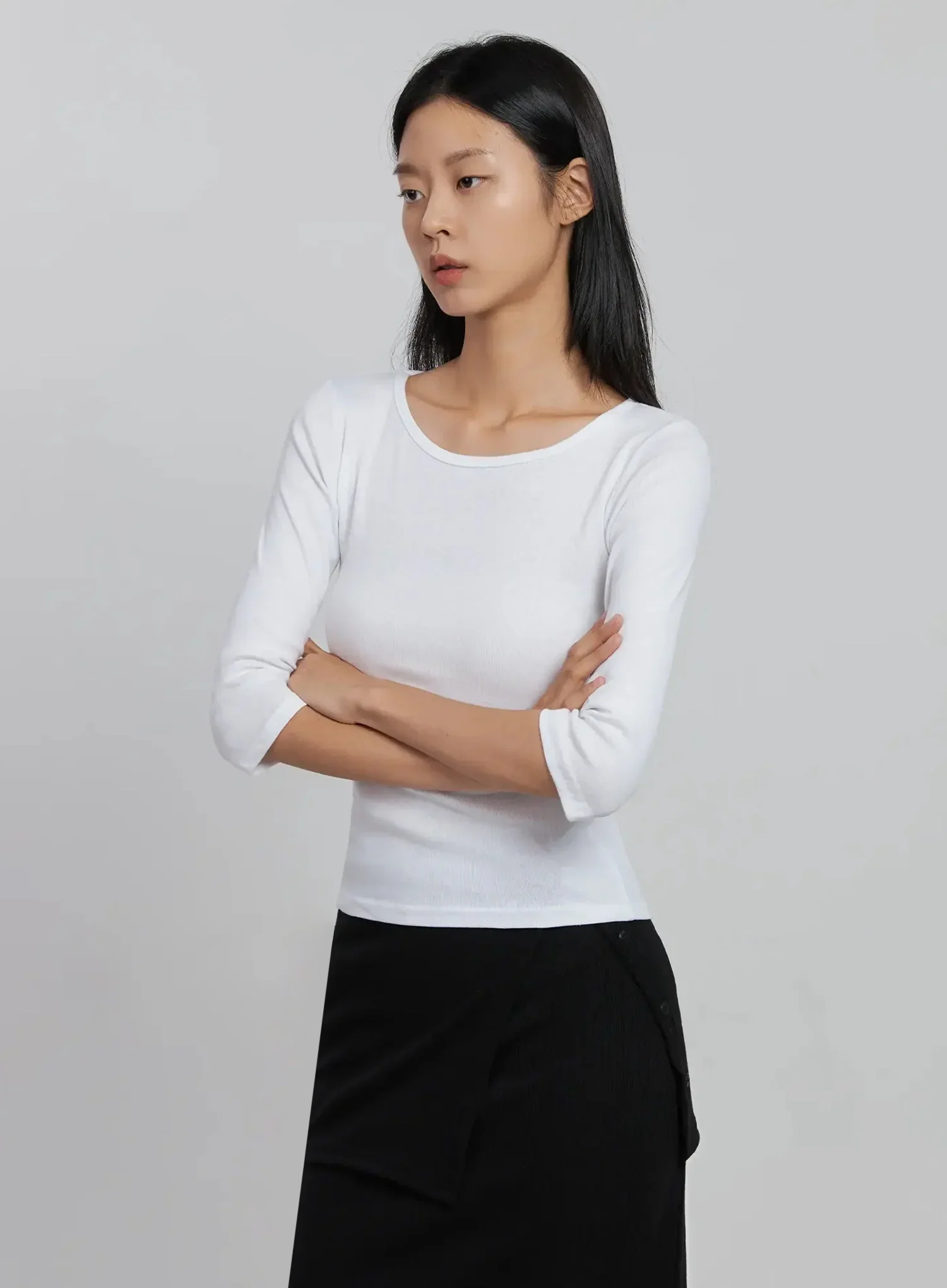 Quarter Sleeve Round Neck Top ID516 - Image 8