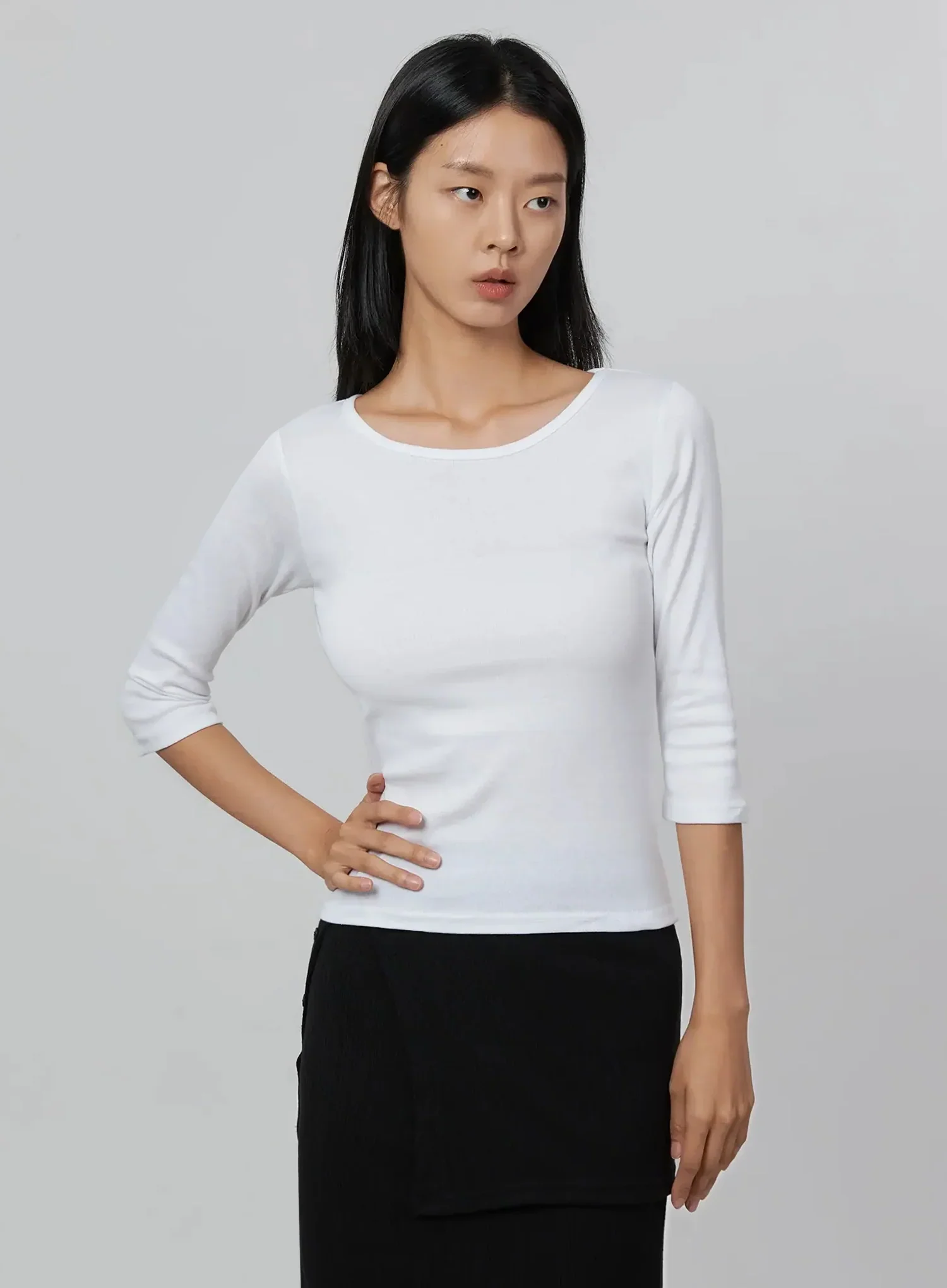 Quarter Sleeve Round Neck Top ID516 - Image 9