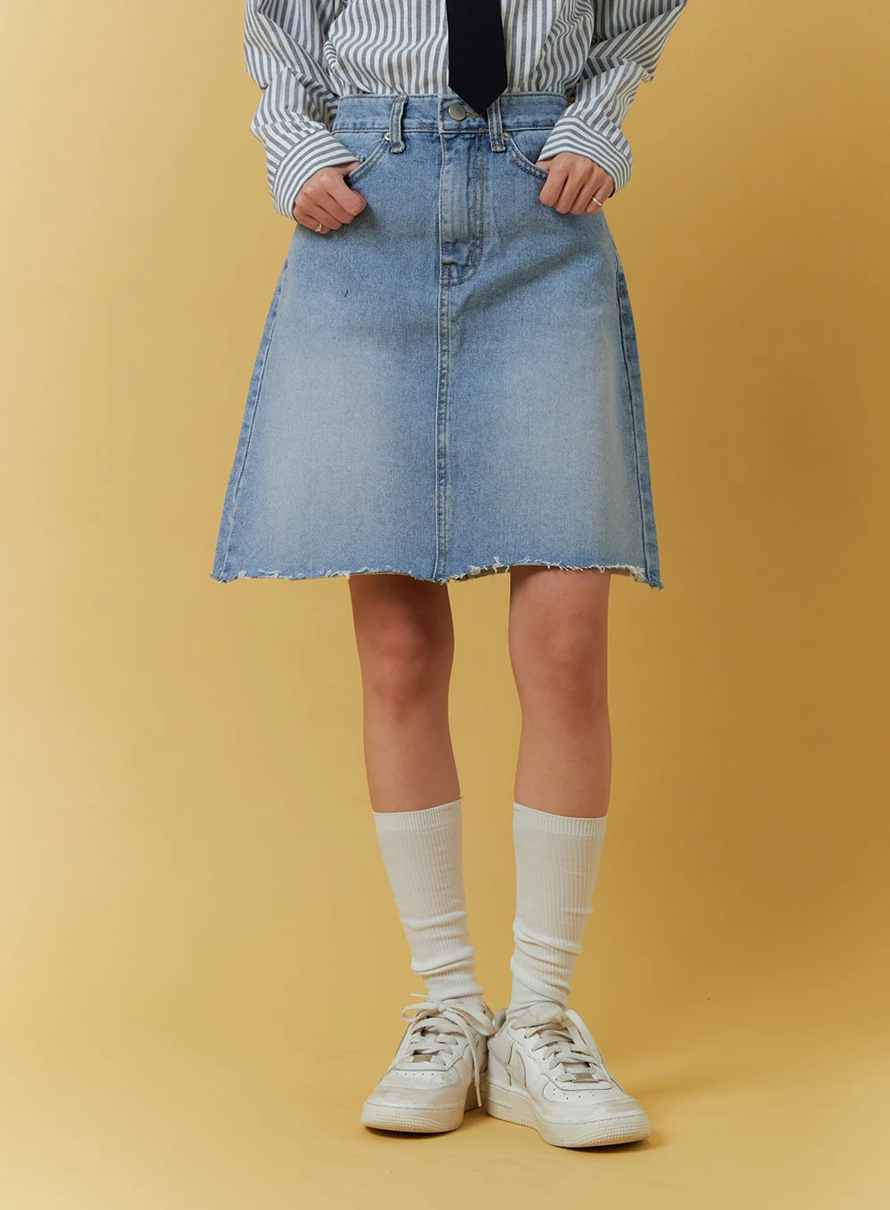 Raw Hem Midi Skirt IF408 - Image 2