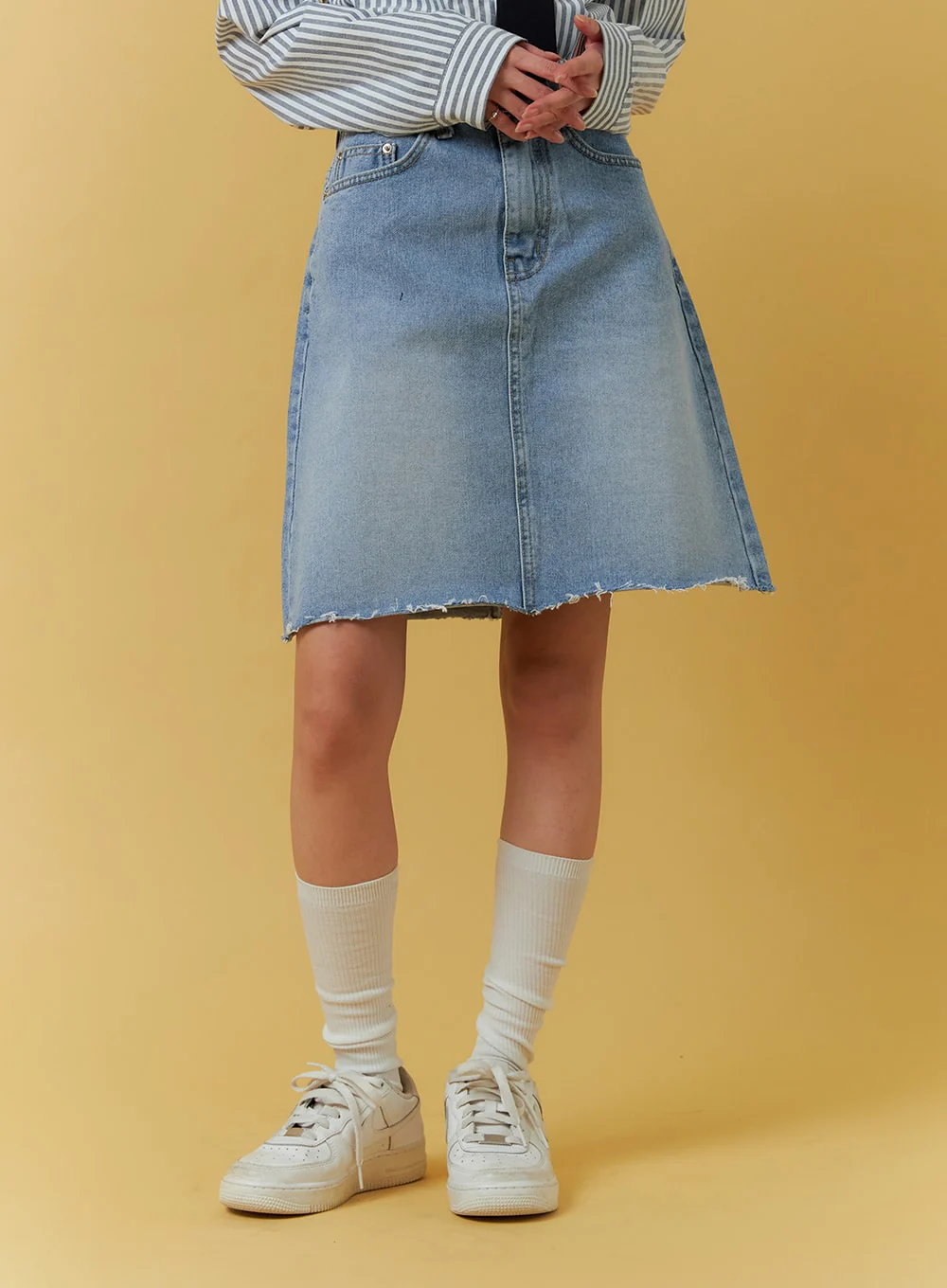 Raw Hem Midi Skirt IF408 - Image 4