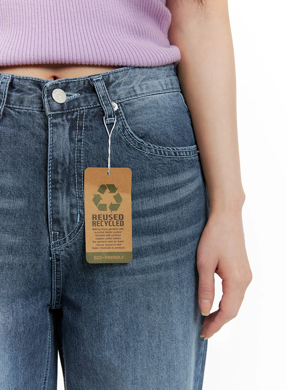 Recycled Light Washed Straight Jeans OM425 - Image 2