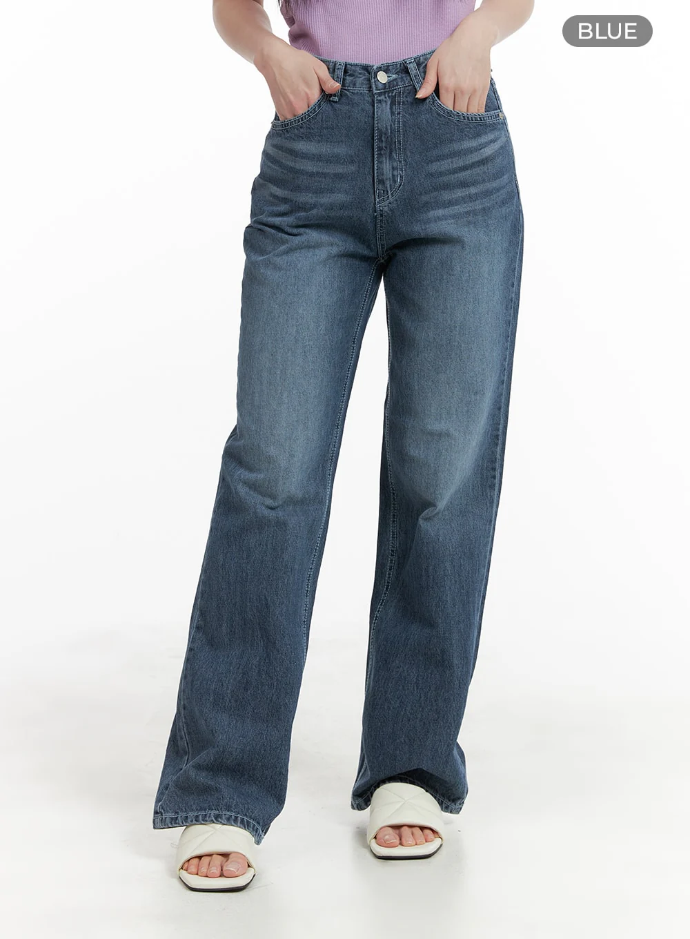 Recycled Light Washed Straight Jeans OM425 - Image 6