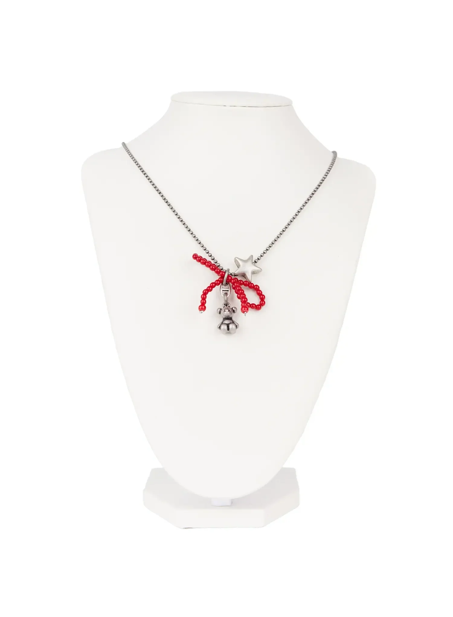 Red Ribbon Necklace ID529 - Image 4