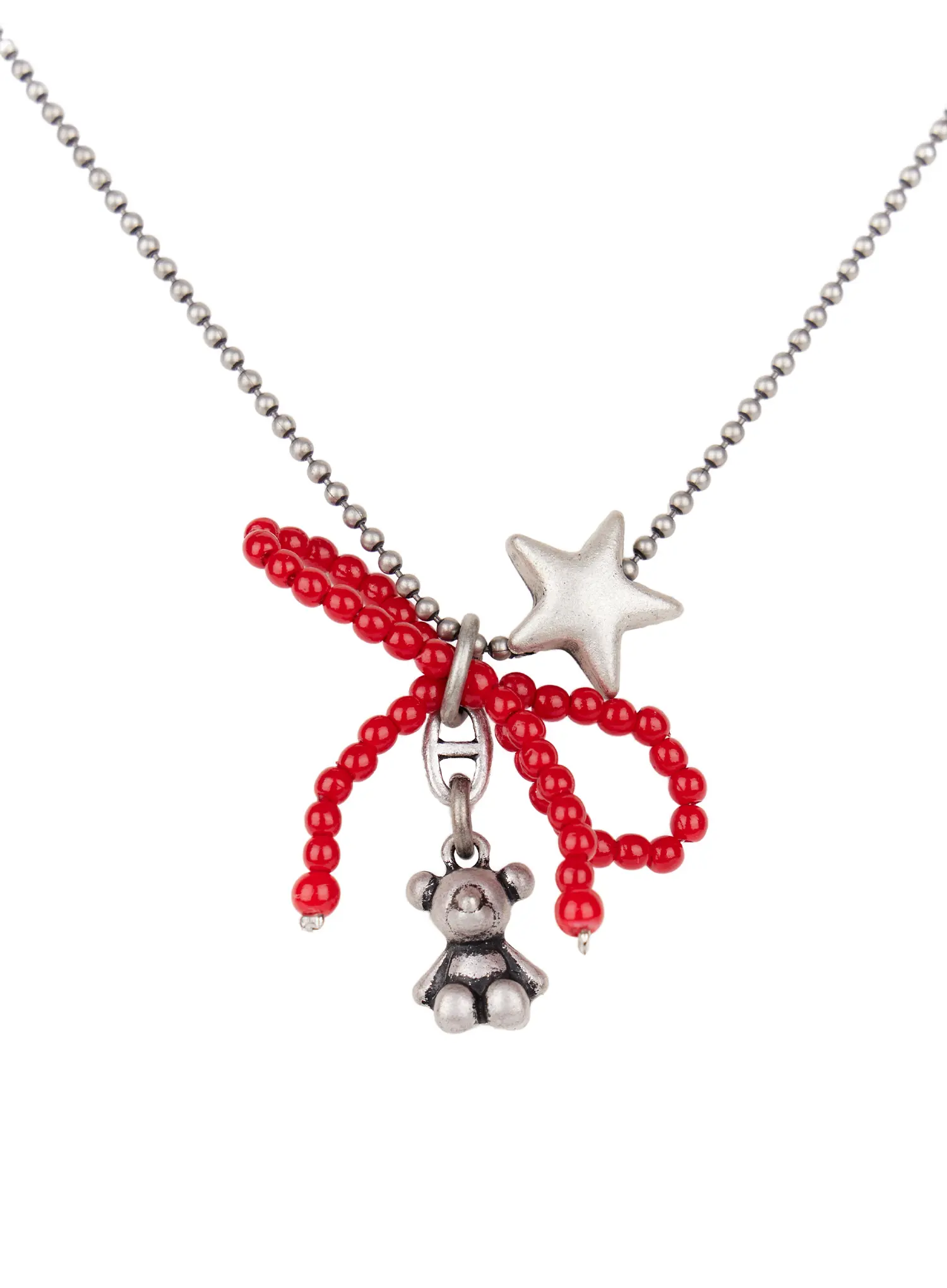 Red Ribbon Necklace ID529 - Image 5