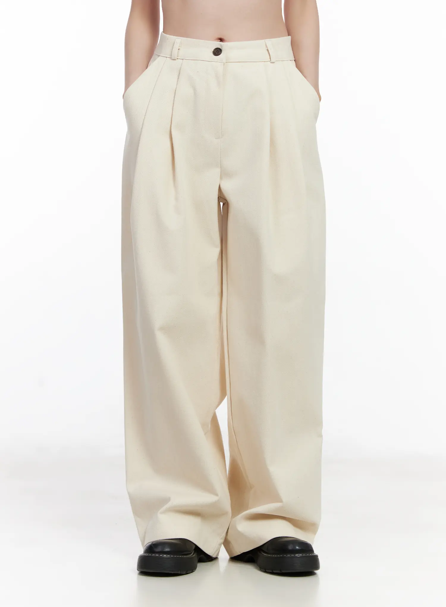 Relaxed Fit Pin Tuck Cotton Pants CJ519 - Image 2
