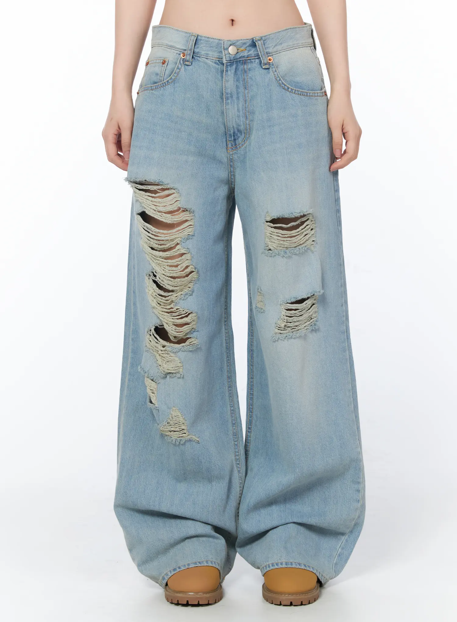Renata Distressed Wide Leg Jeans CY508