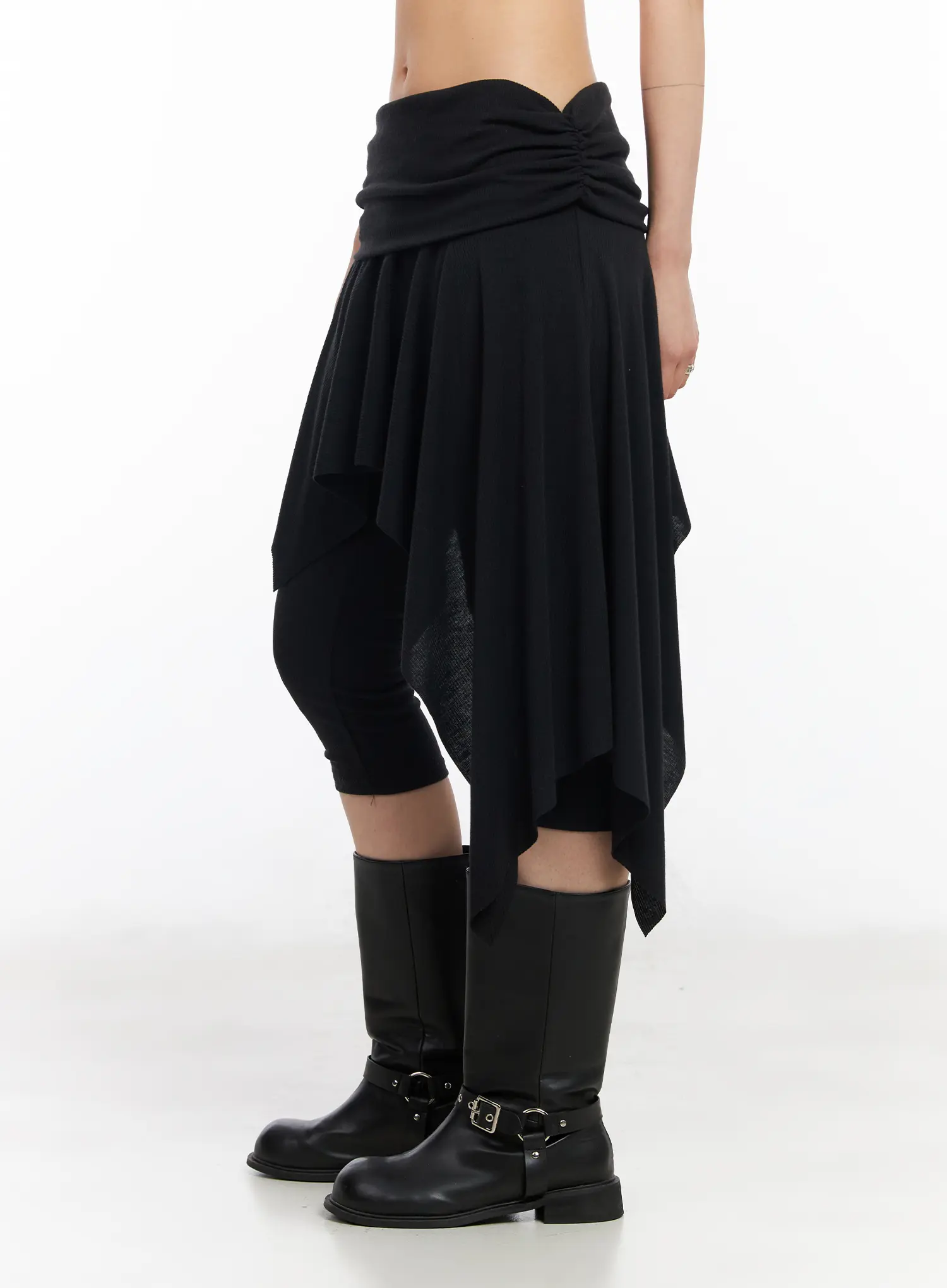 Ribbed Asymmetric Skirt Pants CM516 - Image 4