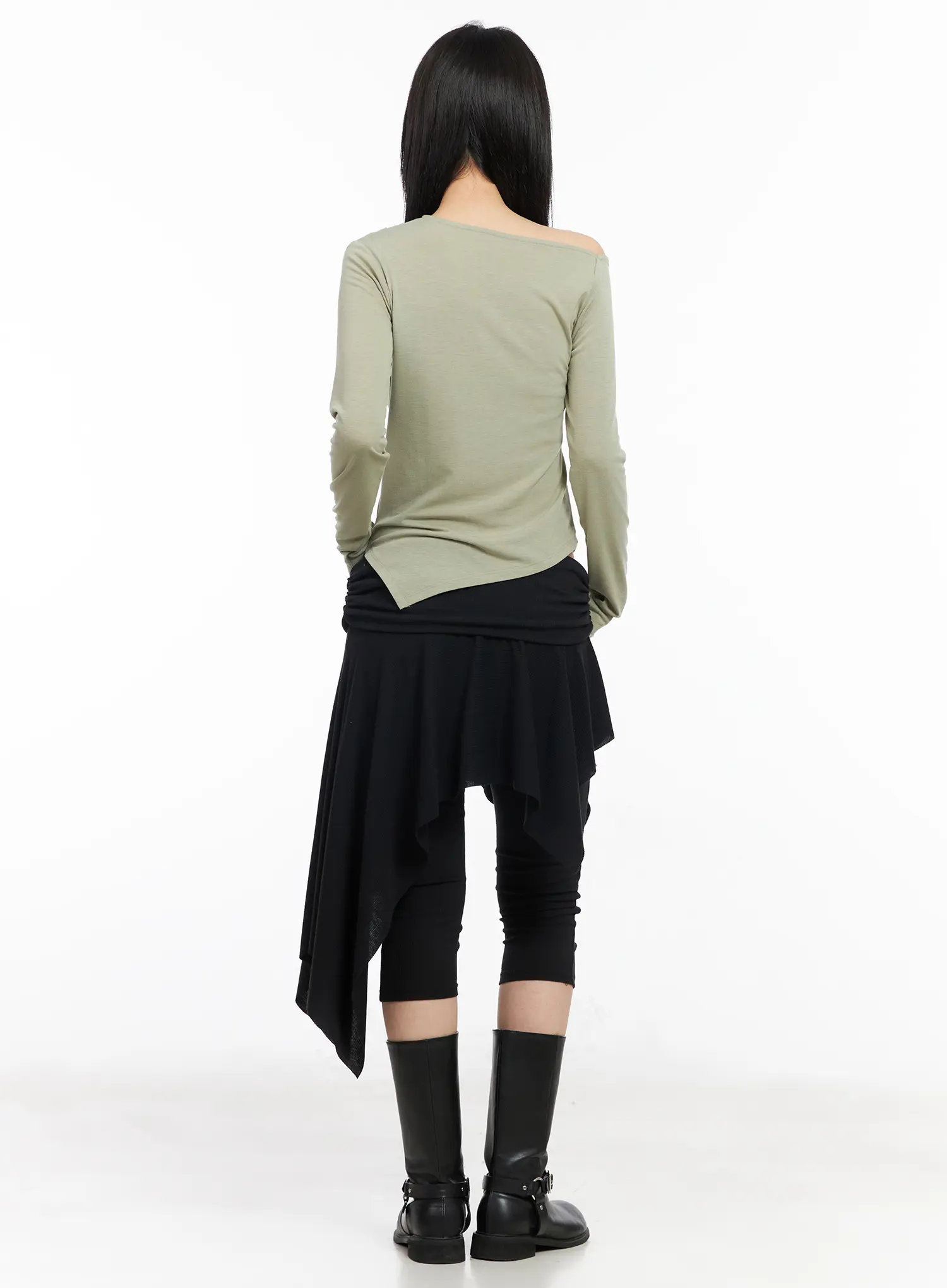 Ribbed Asymmetric Skirt Pants CM516 - Image 7