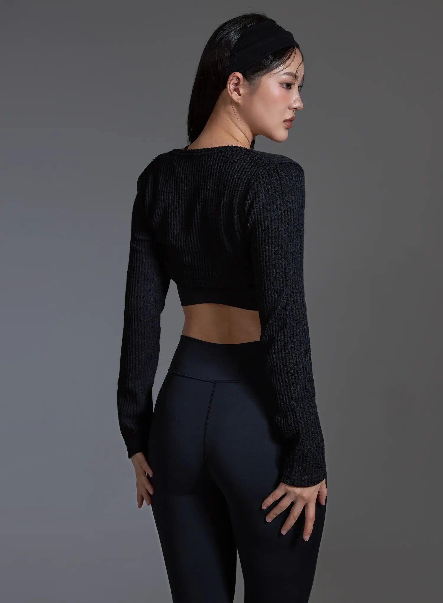 Ribbed Bolero Top (Black) IO517 - Image 2