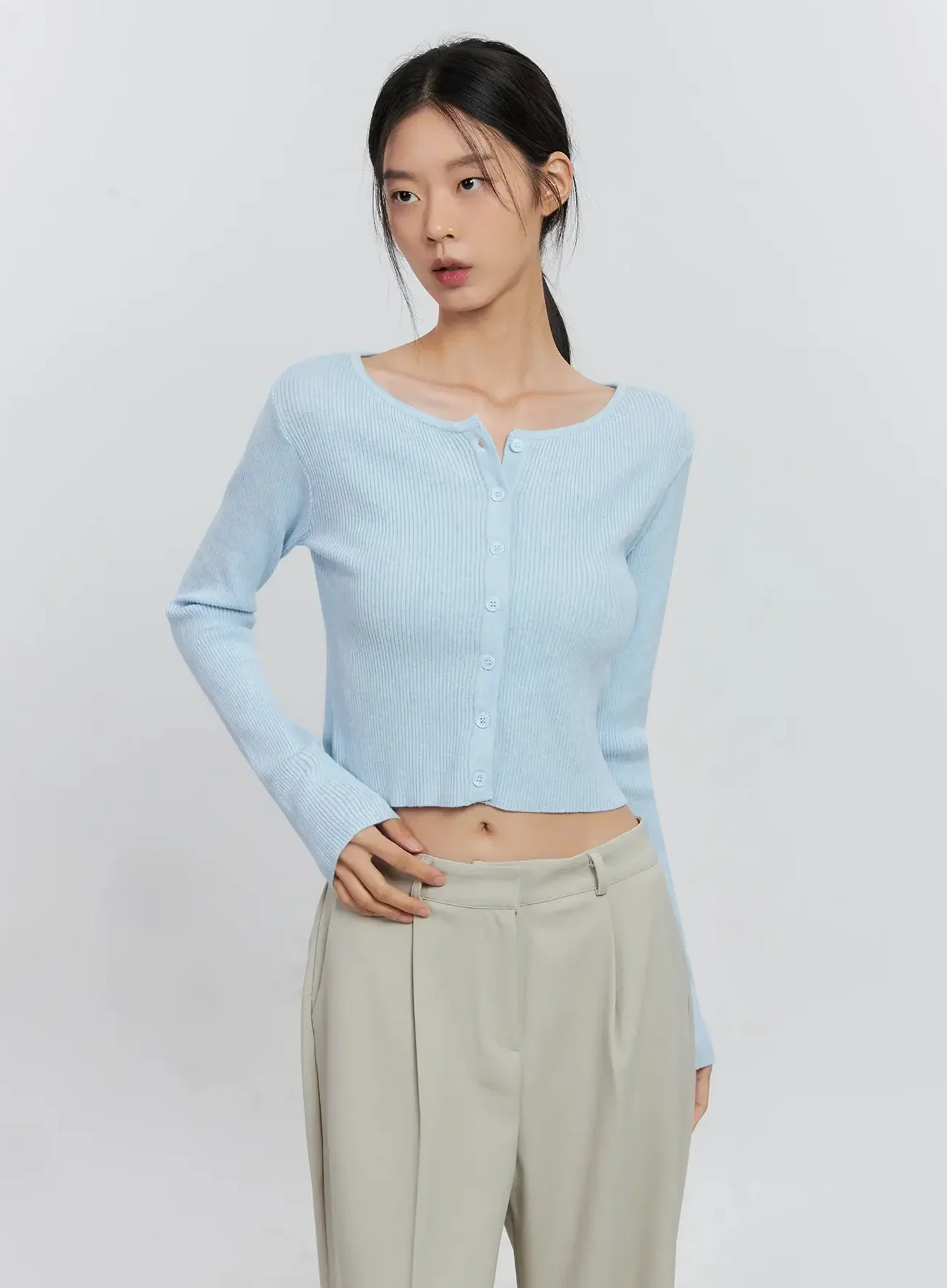 Ribbed Button-Up Cardigan IS516 - Image 13