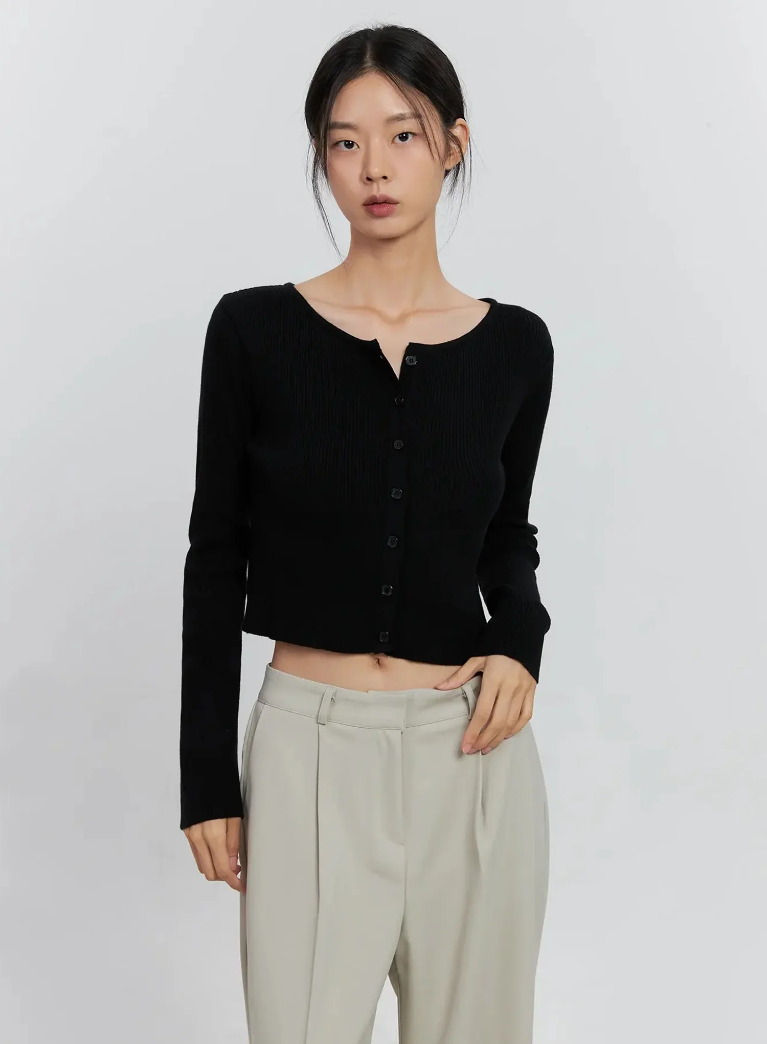 Ribbed Button-Up Cardigan IS516 - Image 15