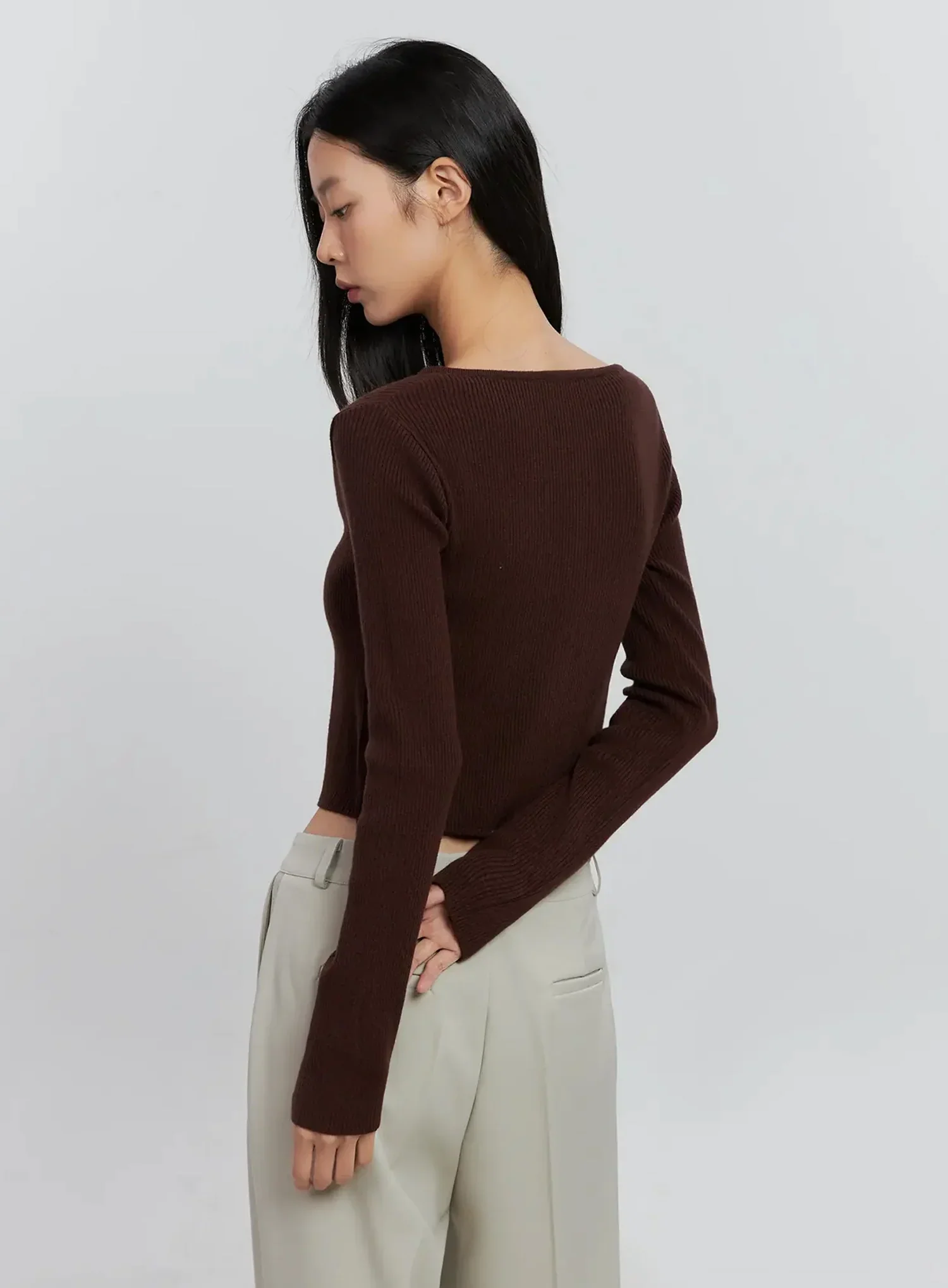 Ribbed Button-Up Cardigan IS516 - Image 4