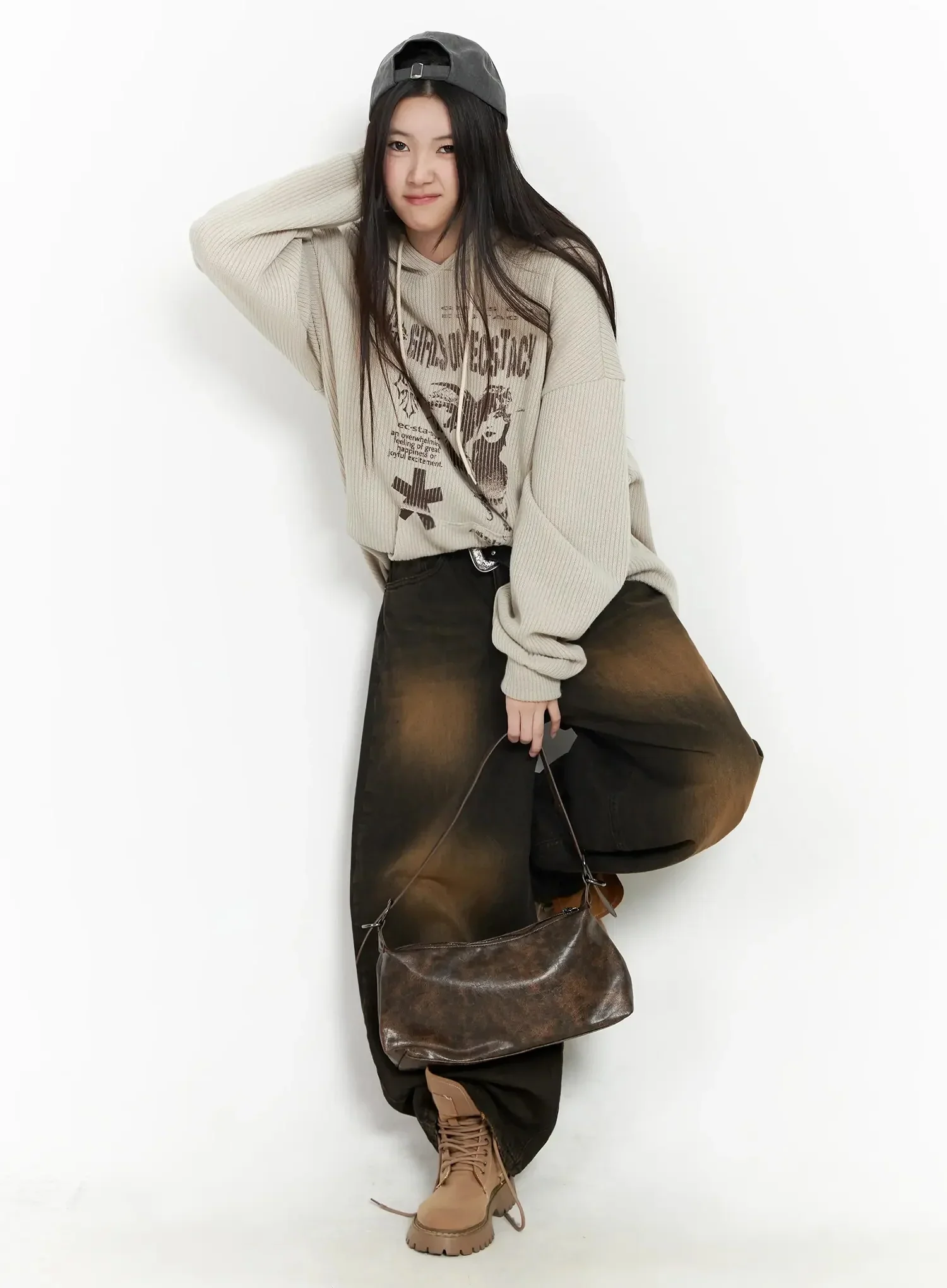 Ribbed Graphic Knit Hoodie IM502 - Image 14