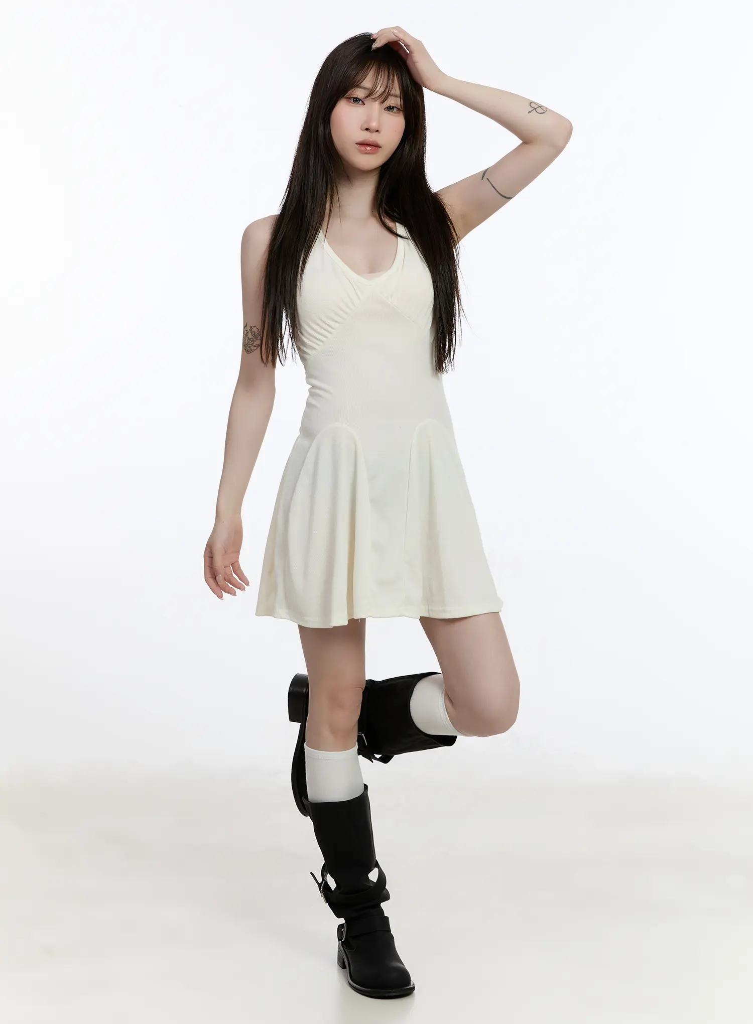 Ribbed Halter Flare Mini Dress CA502 - Image 12