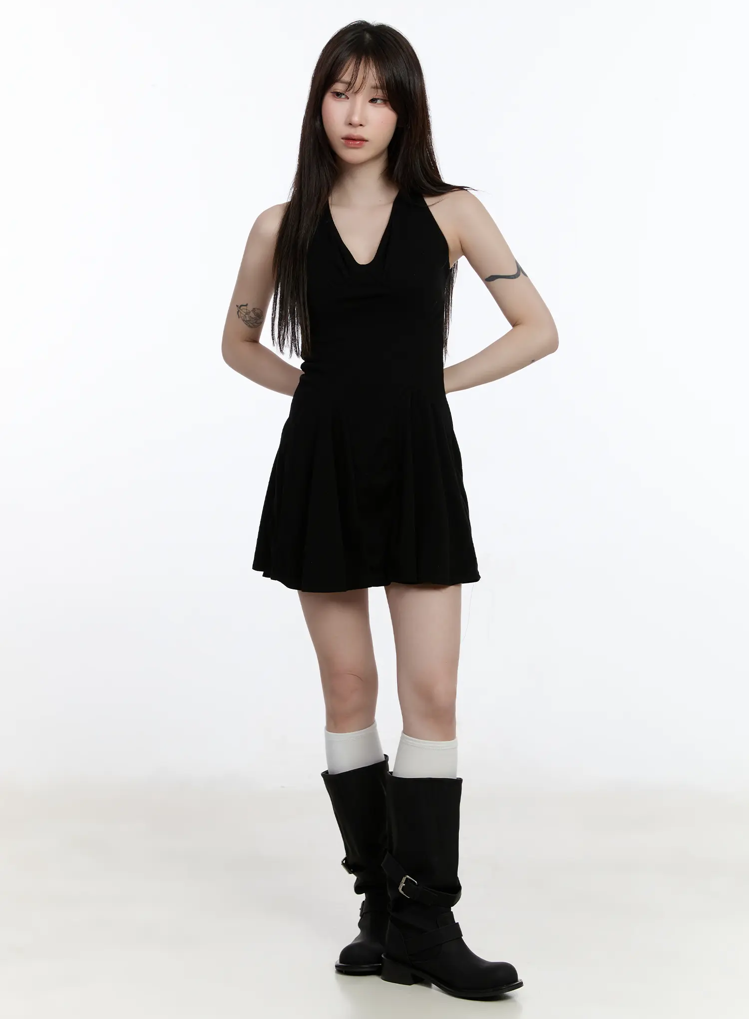 Ribbed Halter Flare Mini Dress CA502 - Image 2
