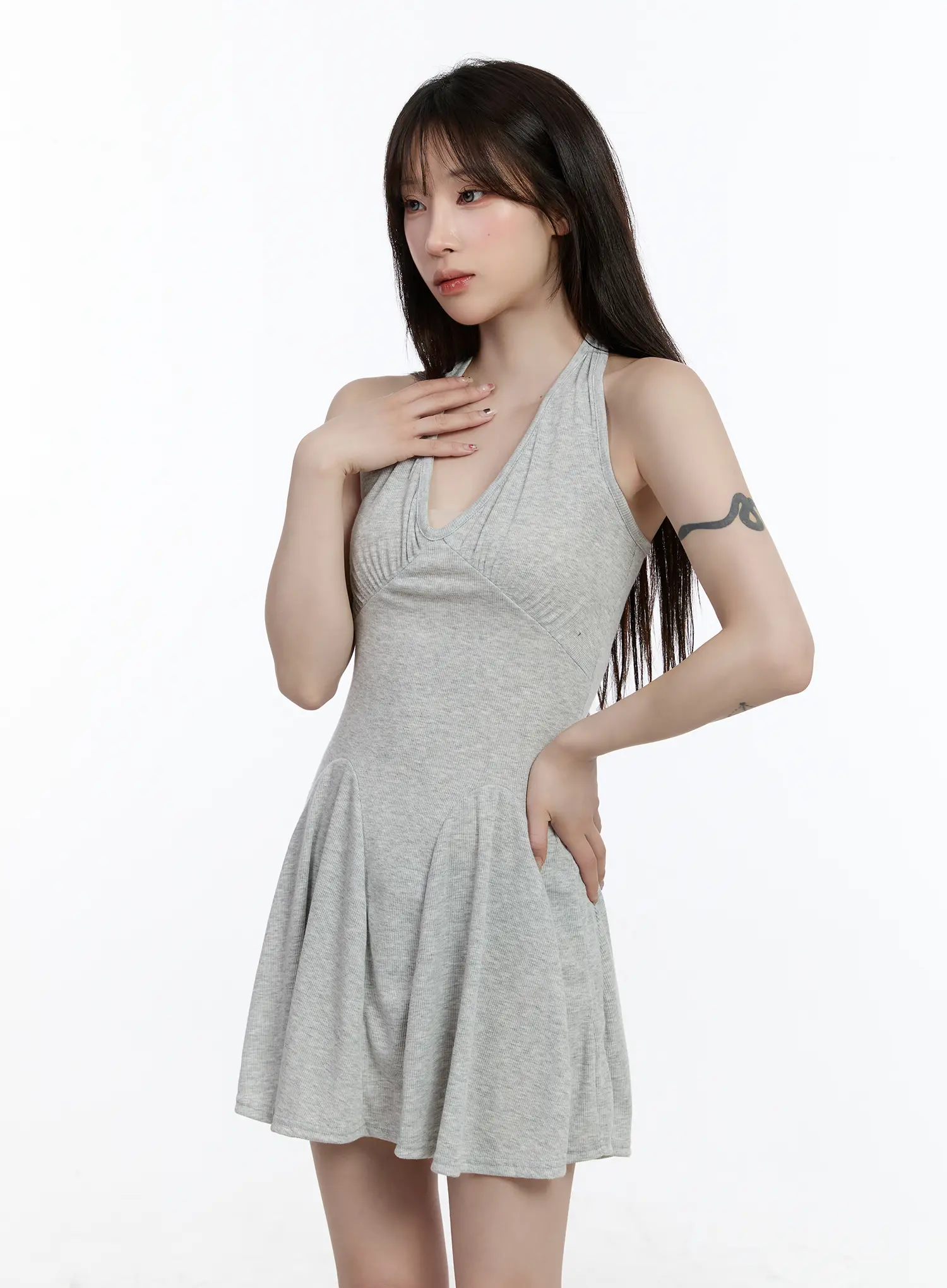 Ribbed Halter Flare Mini Dress CA502 - Image 6