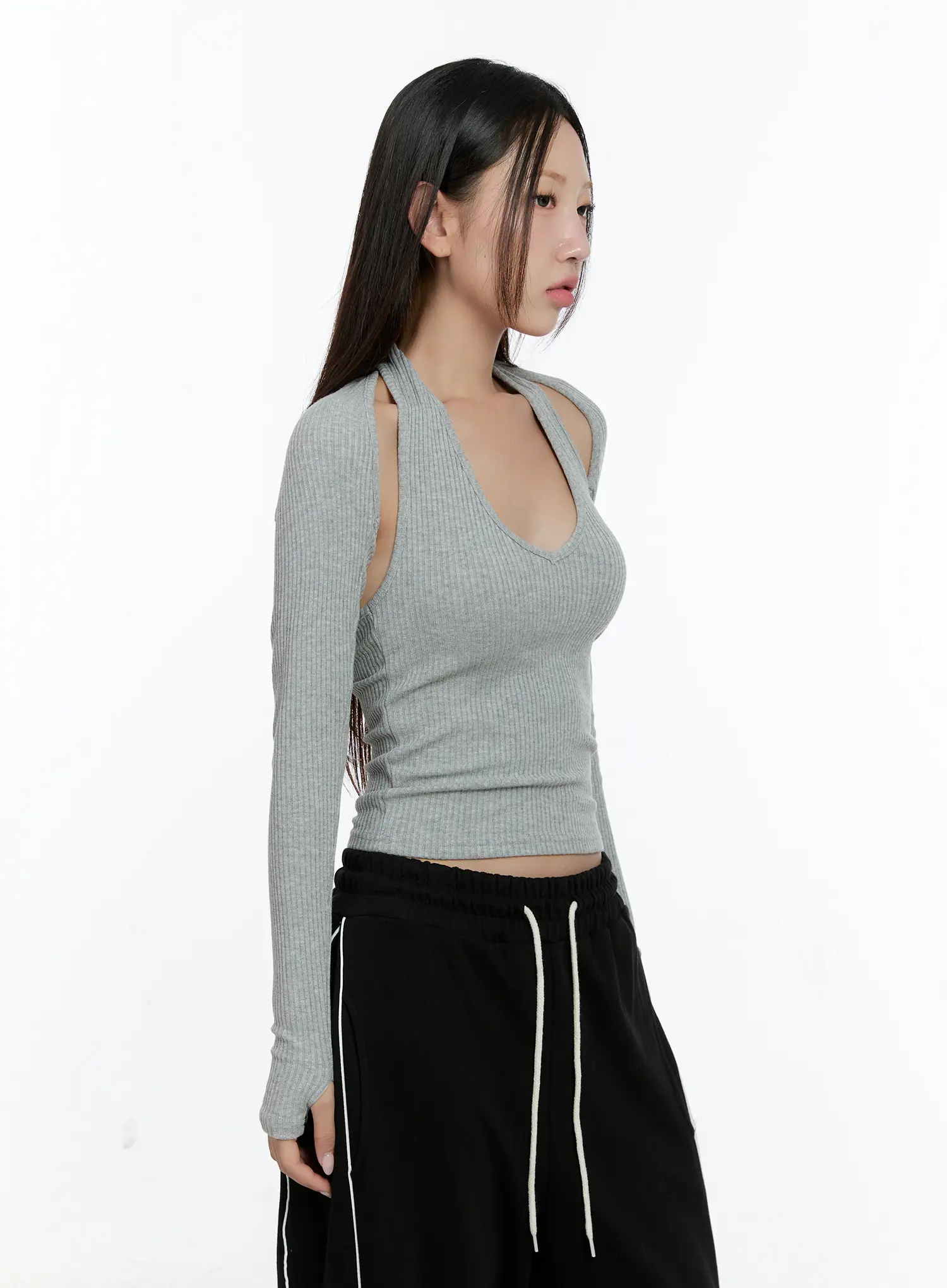 Ribbed Halter Top Bolero Set CS517 - Image 6