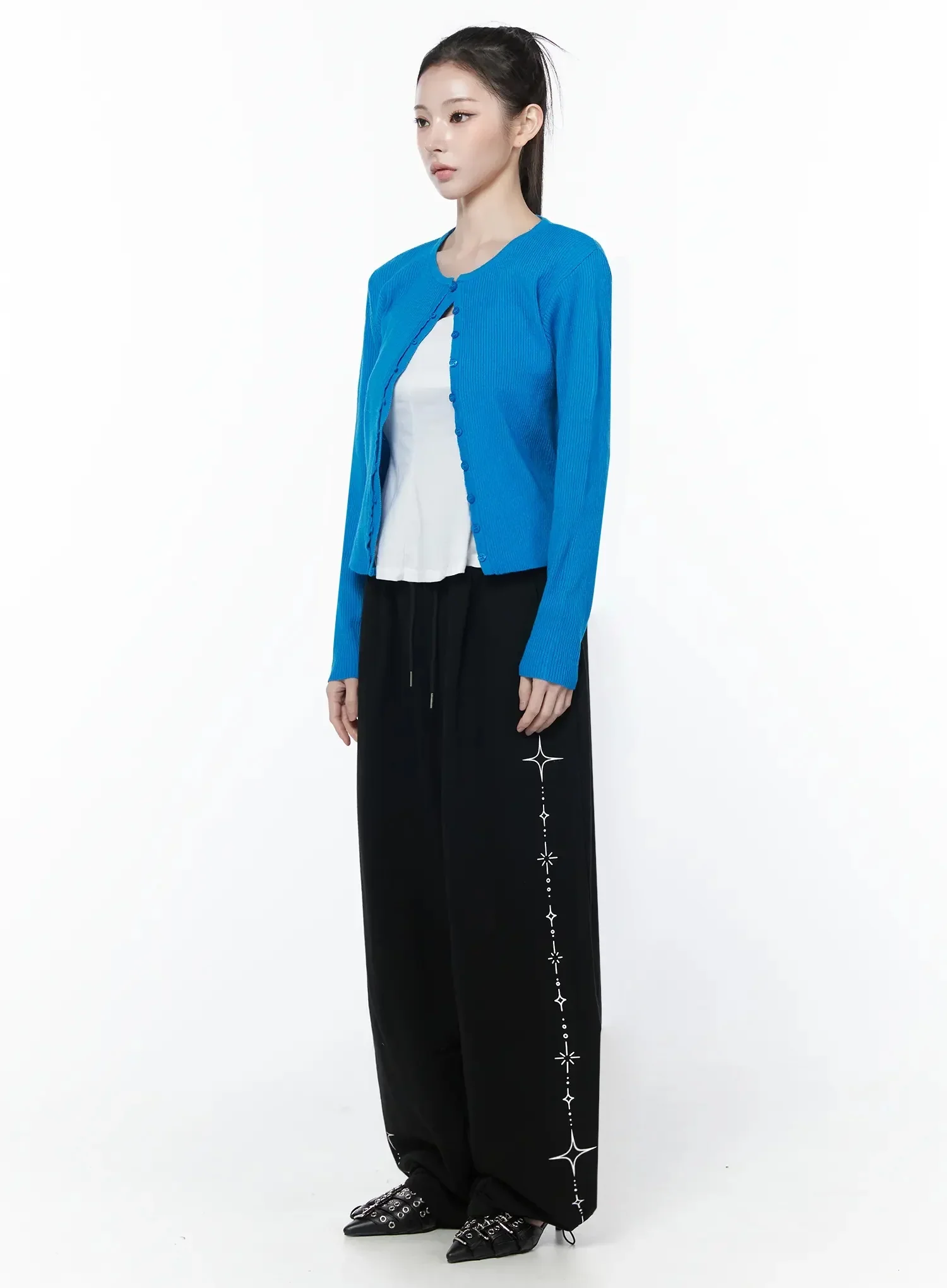 Ribbed Knit Round Neck Cardigan IY515 - Image 9