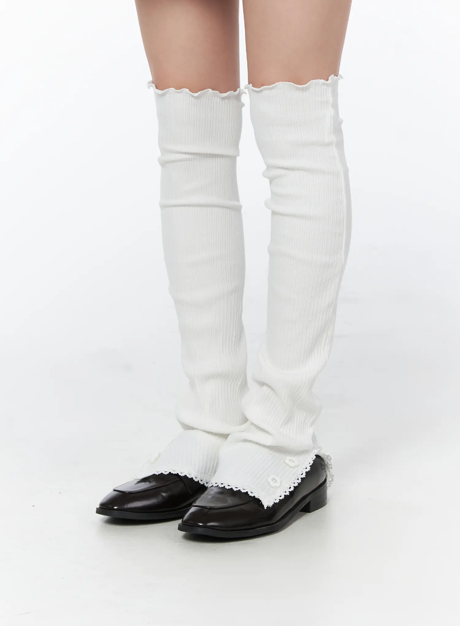 Ribbed Lace Botton Leg Warmers CY513