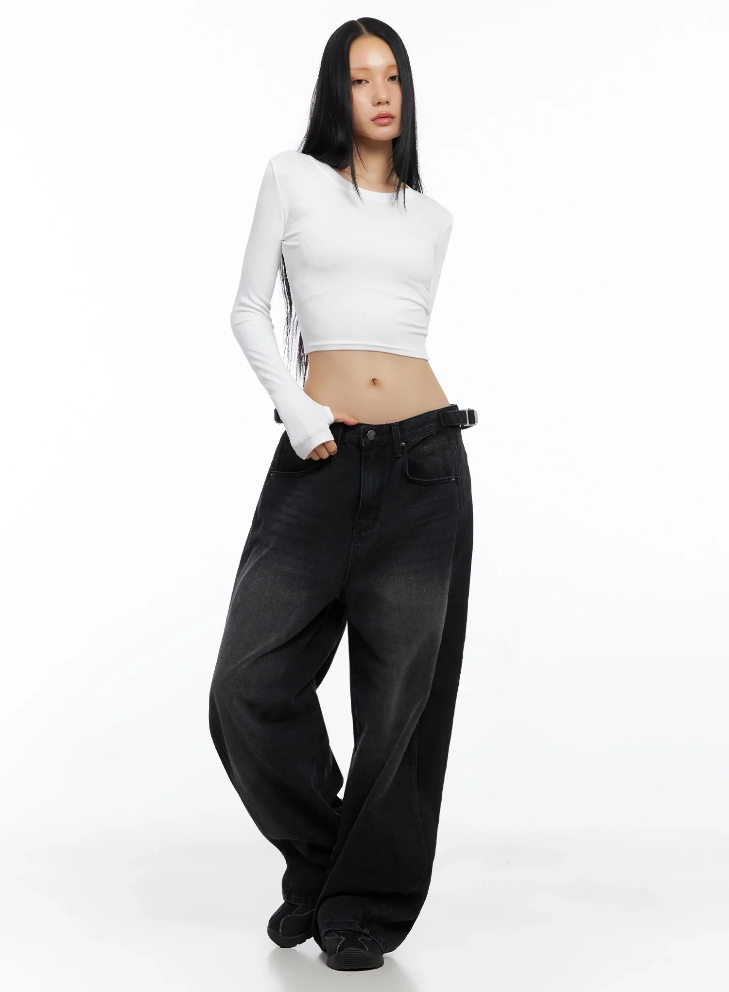 Ribbed Long Sleeve Crop Top IO517 - Image 9