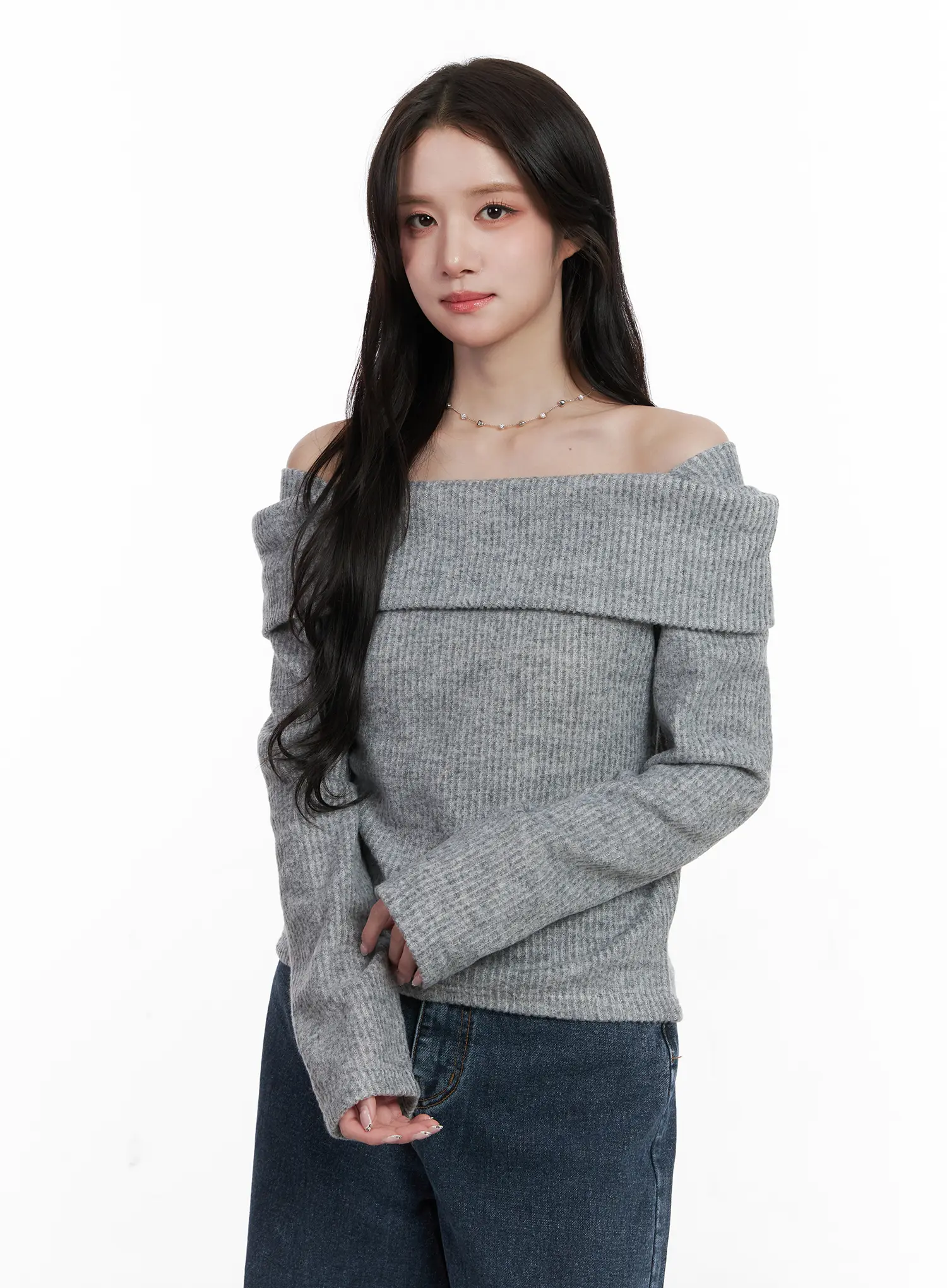 Ribbed Off-Shoulder Long Sleeve Top CN527 - Image 12