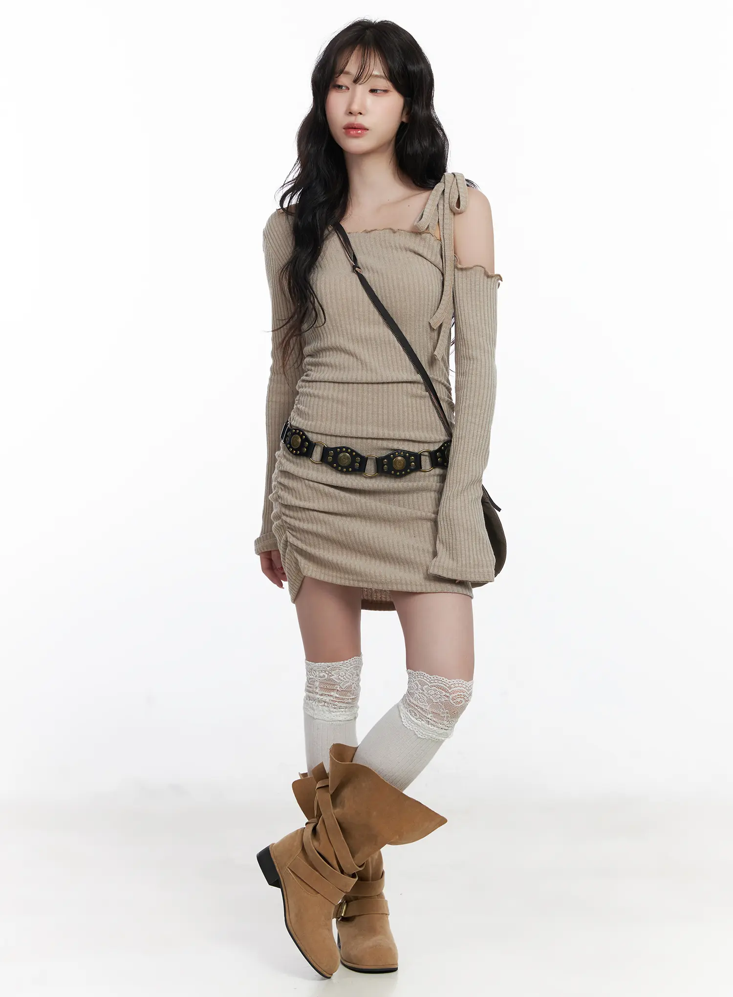 Ribbed One-Shoulder Mini Dress CJ526