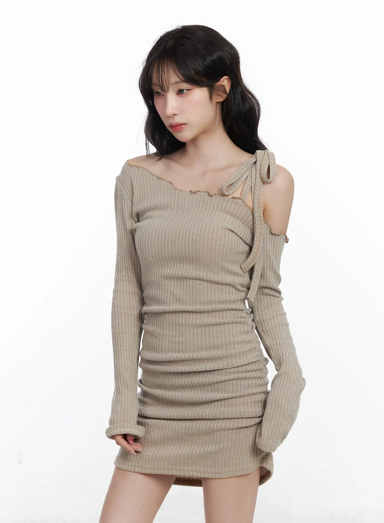 Ribbed One-Shoulder Mini Dress CJ526 - Image 9