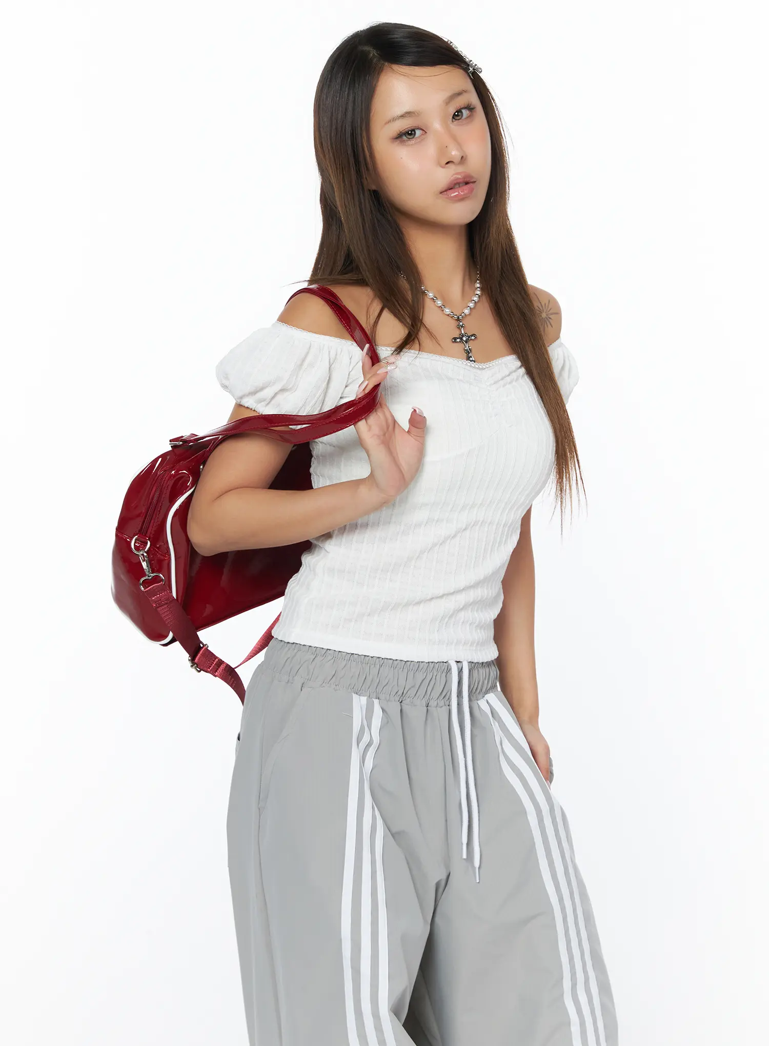 Ribbed Puff Sleeve Top CA516