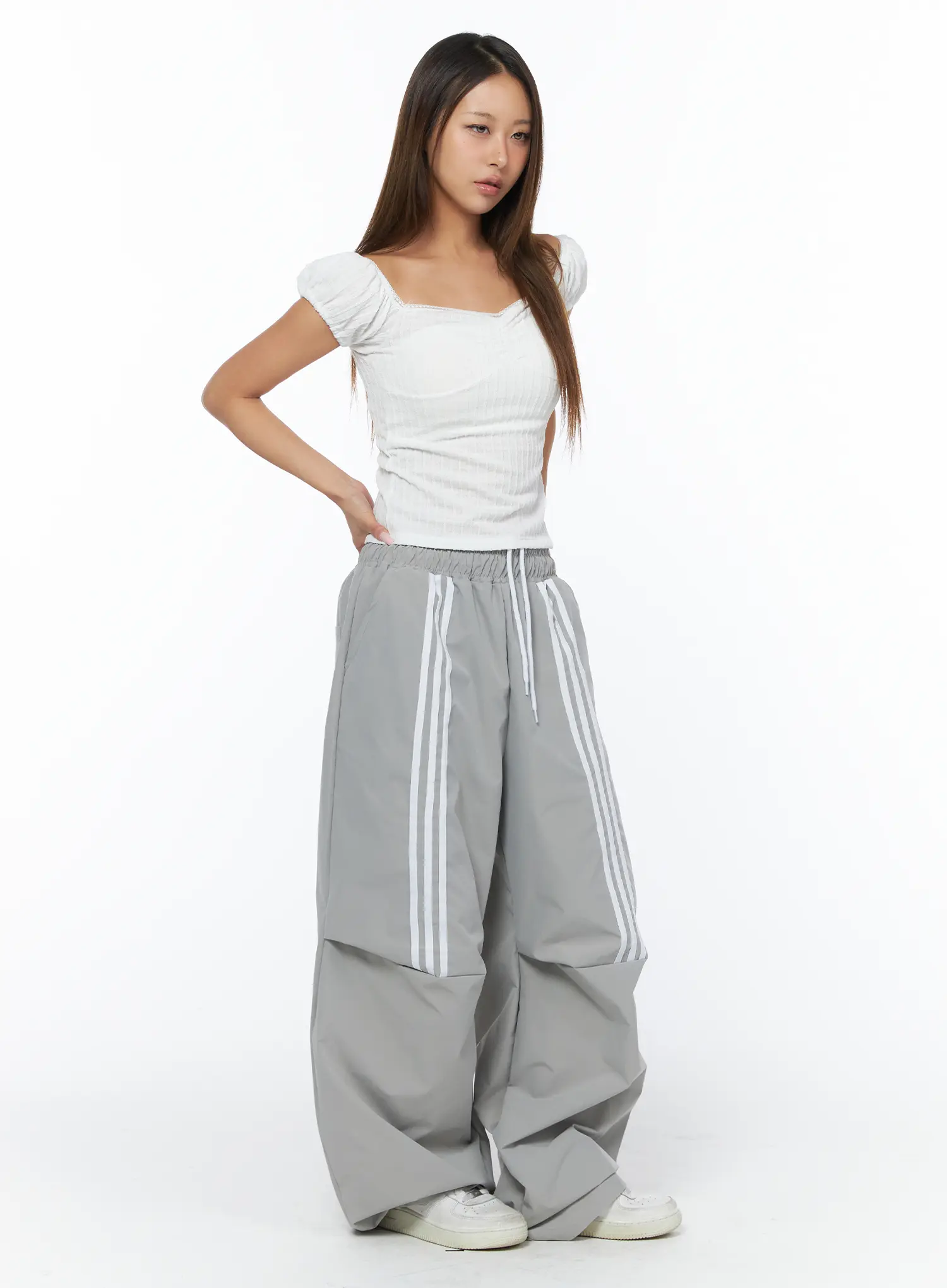 Ribbed Puff Sleeve Top CA516 - Image 3