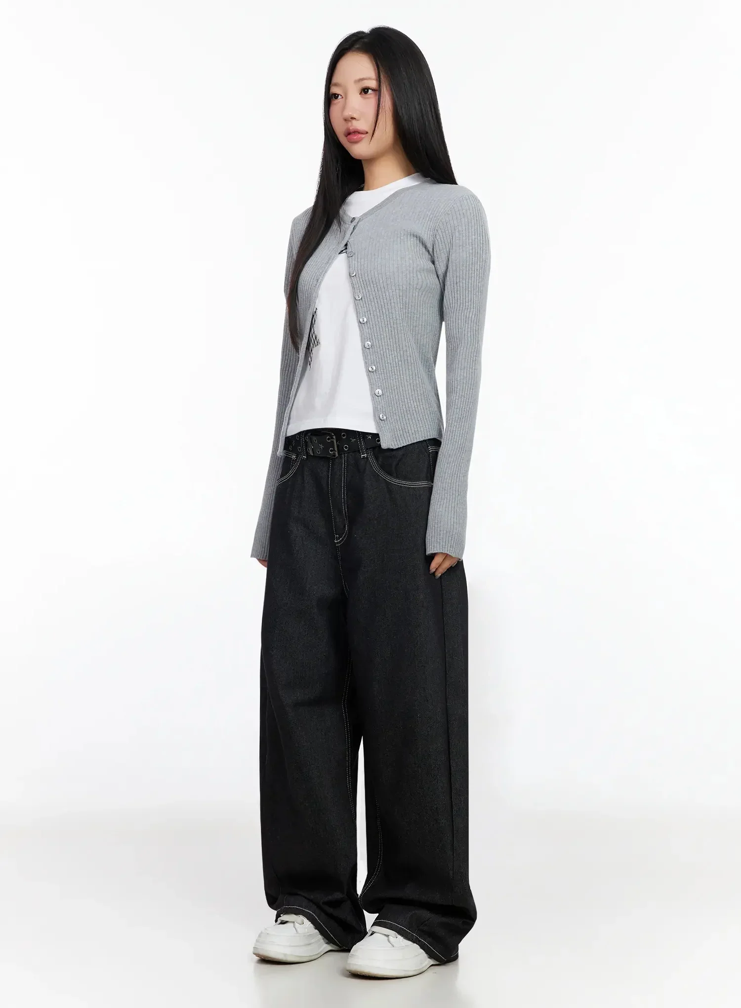 Ribbed Round Neck Cardigan CA513 - Image 10