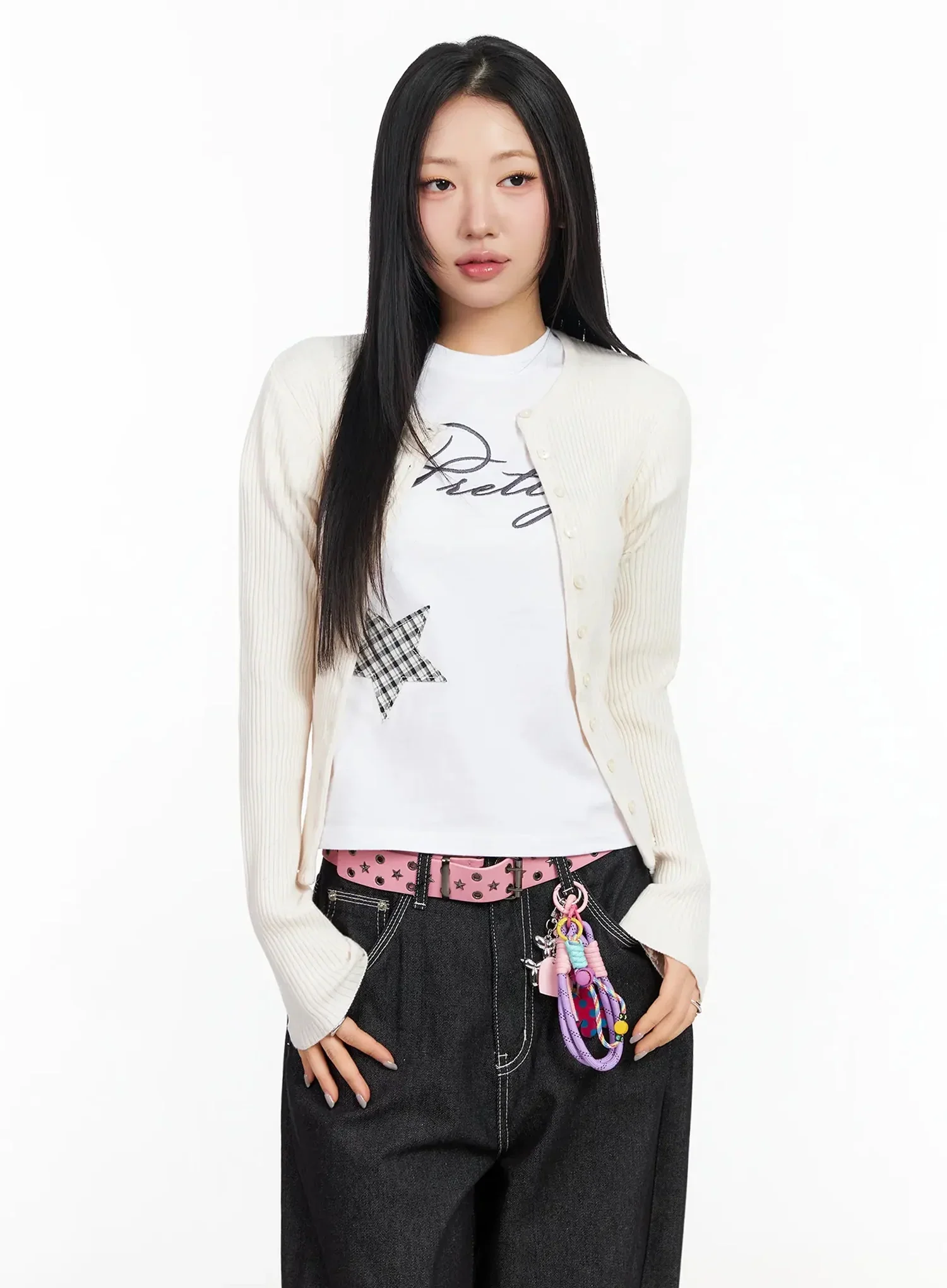 Ribbed Round Neck Cardigan CA513 - Image 13
