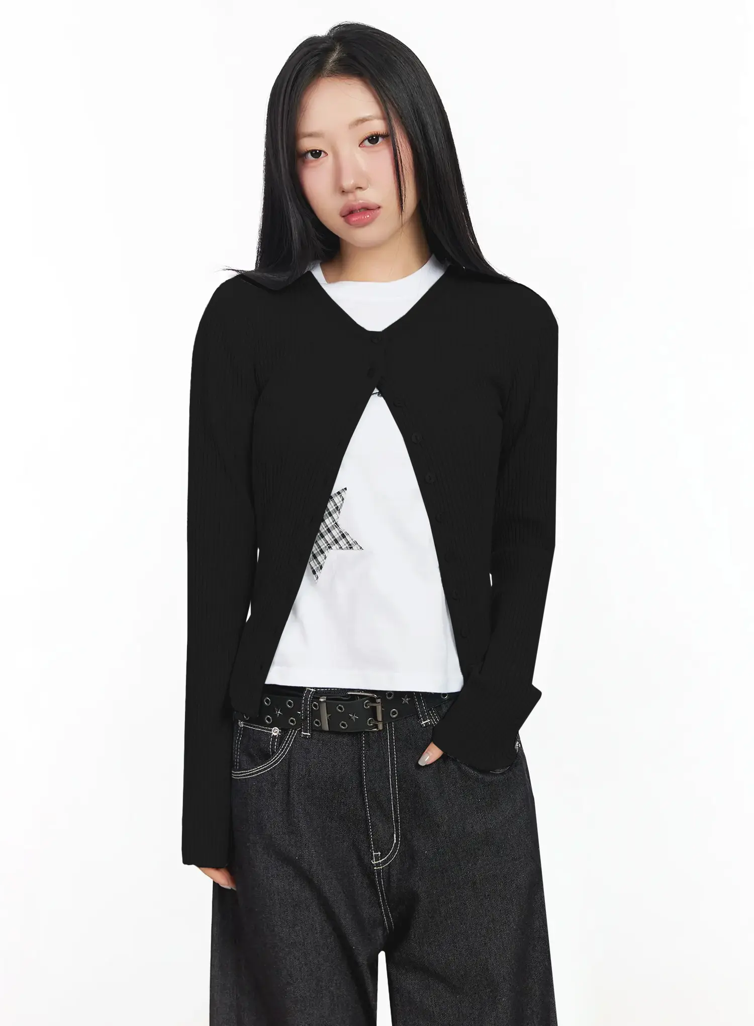 Ribbed Round Neck Cardigan CA513 - Image 16