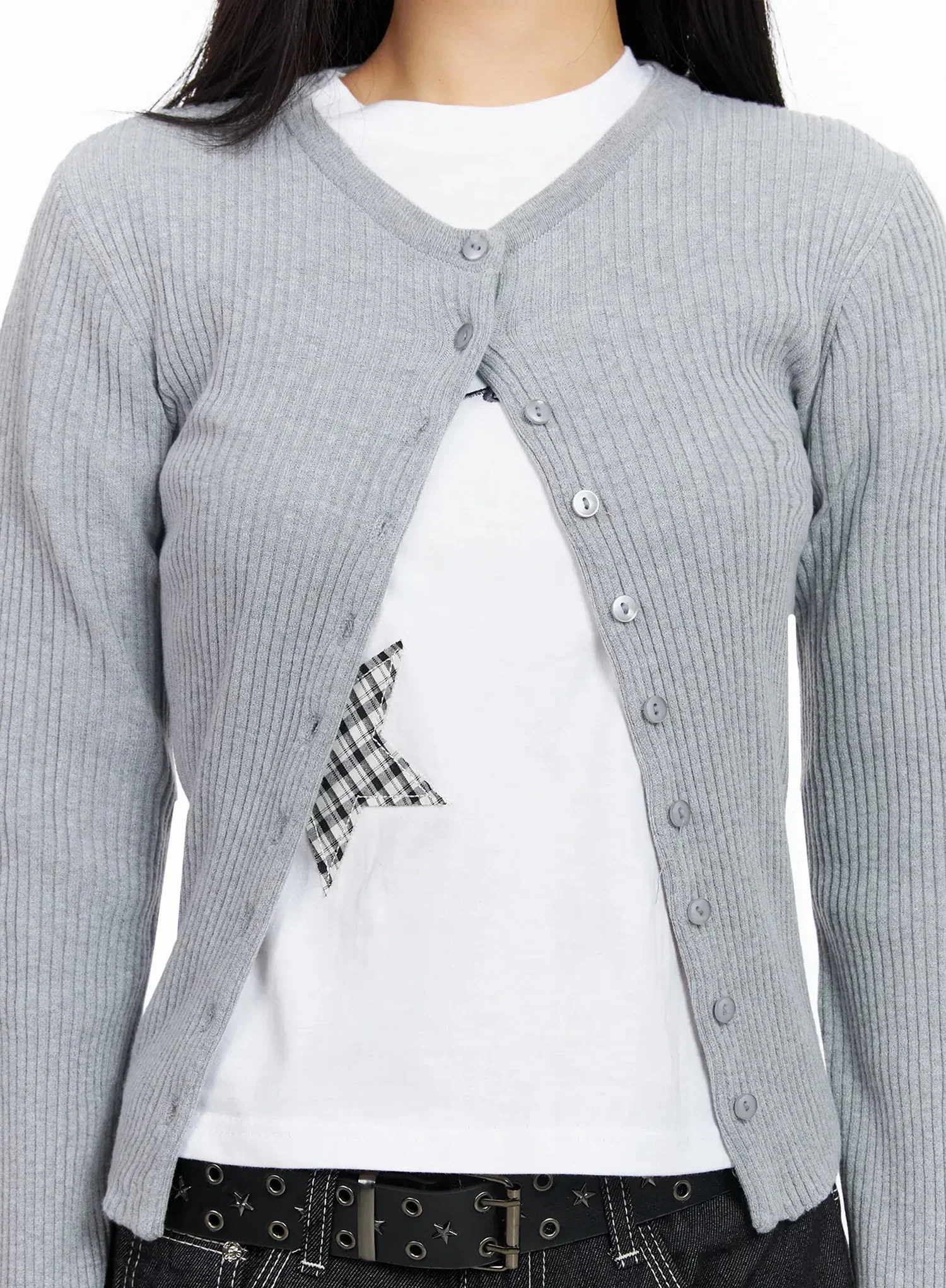 Ribbed Round Neck Cardigan CA513 - Image 4