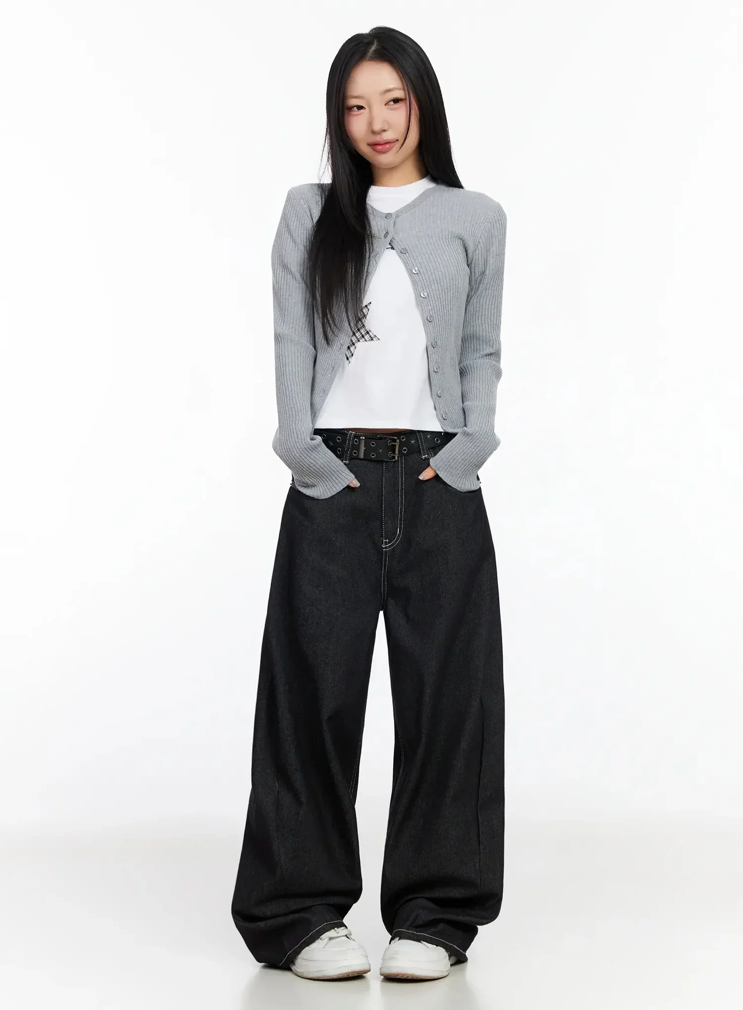 Ribbed Round Neck Cardigan CA513 - Image 5