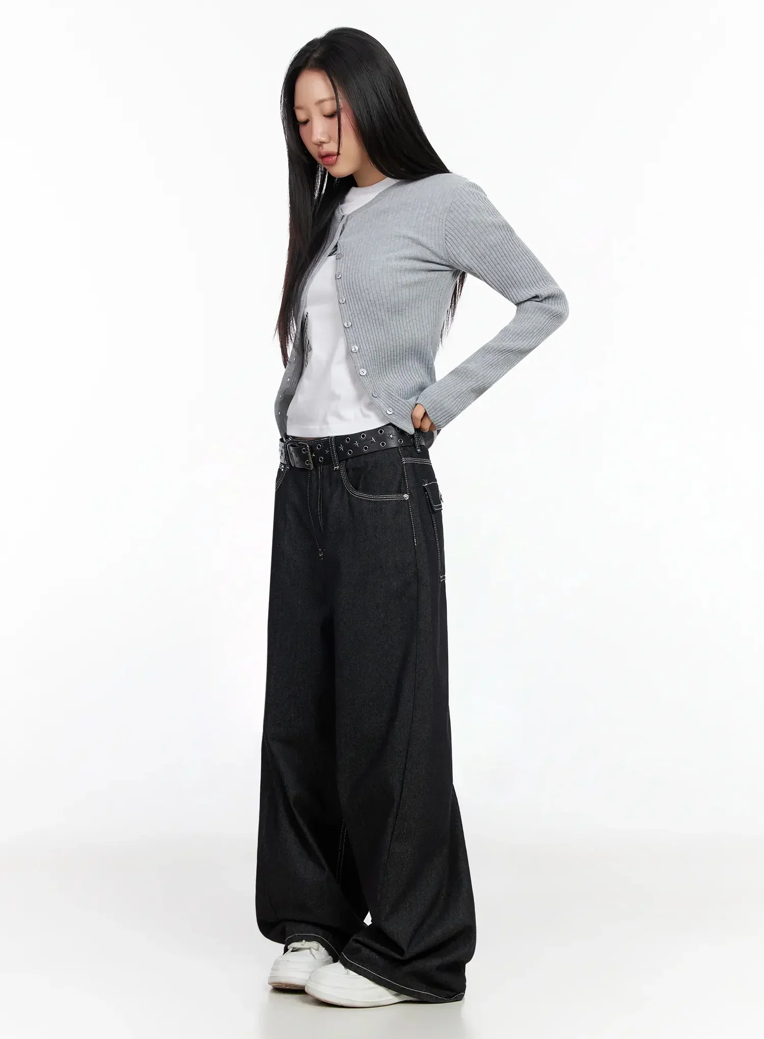 Ribbed Round Neck Cardigan CA513 - Image 6