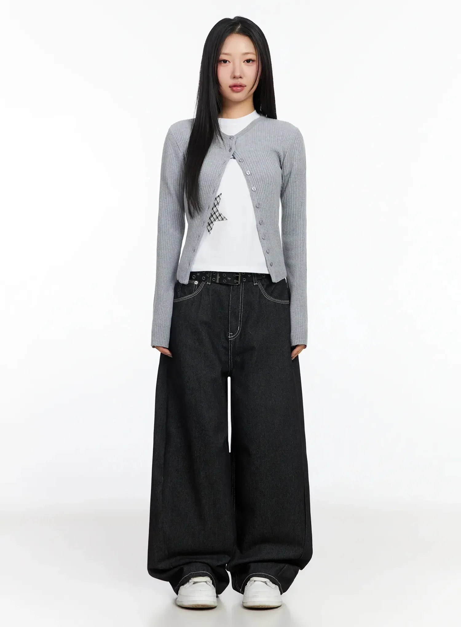Ribbed Round Neck Cardigan CA513 - Image 9