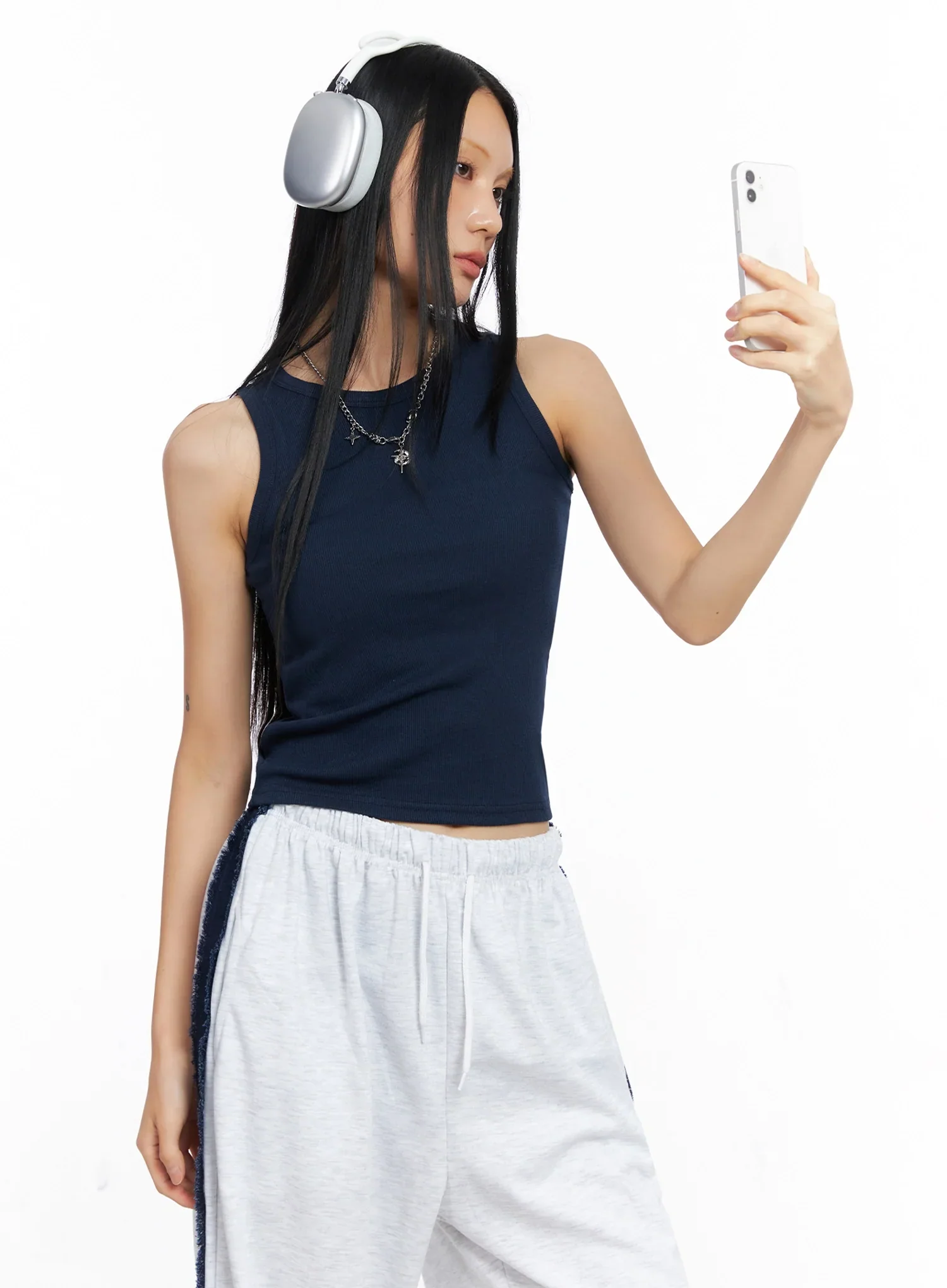 Ribbed Sleeveless Crop Top IO517