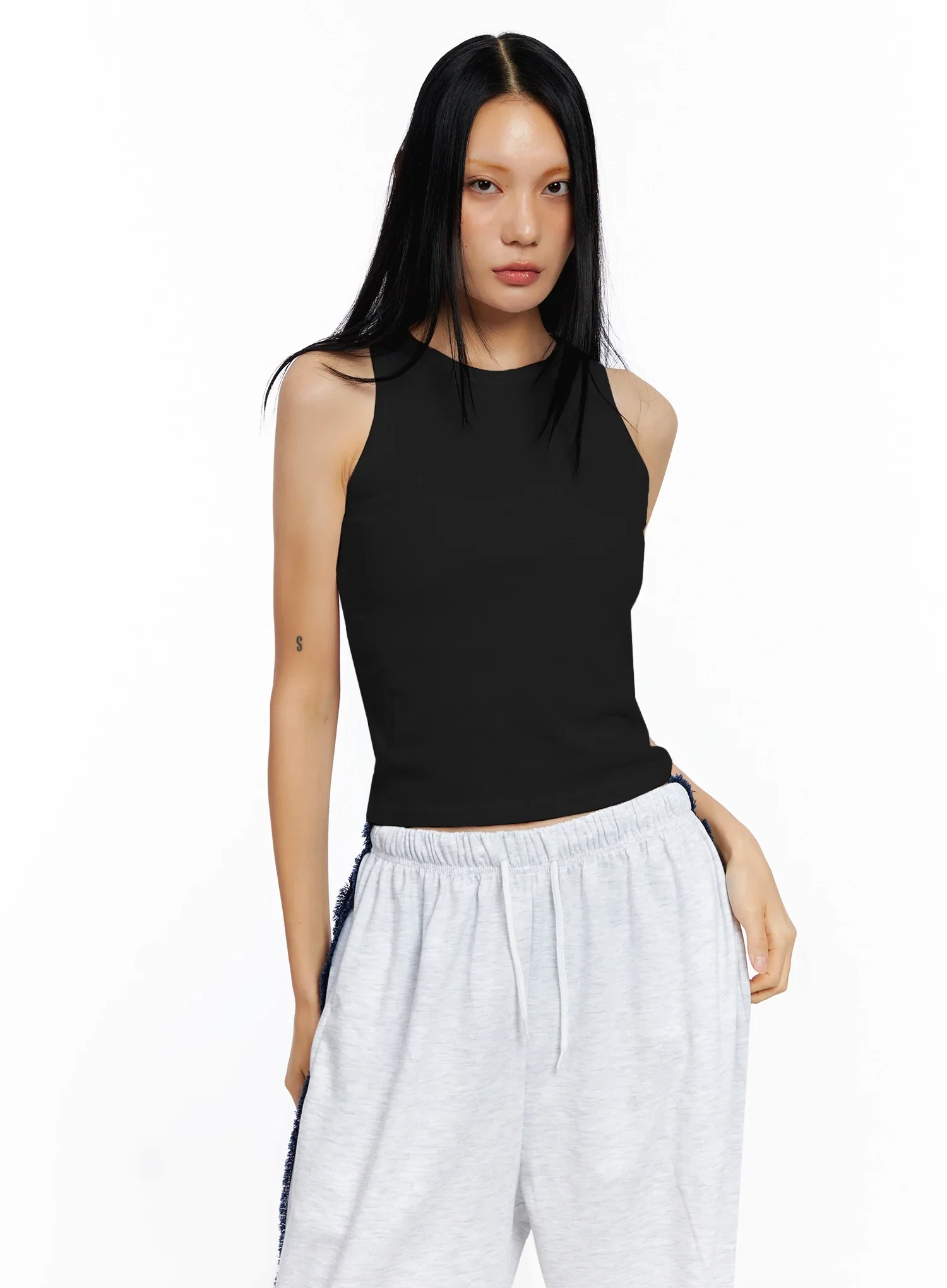 Ribbed Sleeveless Crop Top IO517 - Image 17