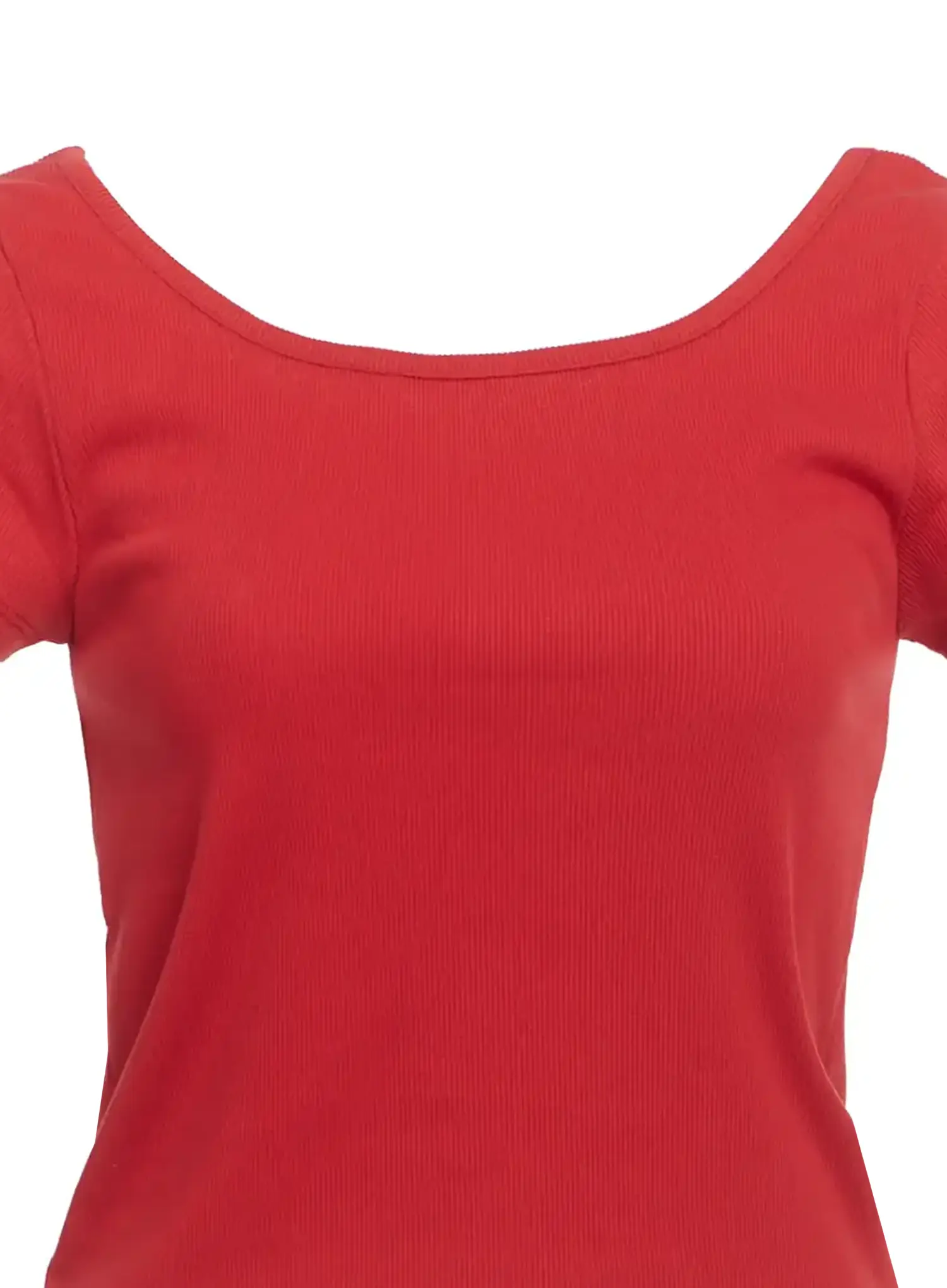 Ribbed Square-Neck Short-Sleeve Tee IC503 - Image 2