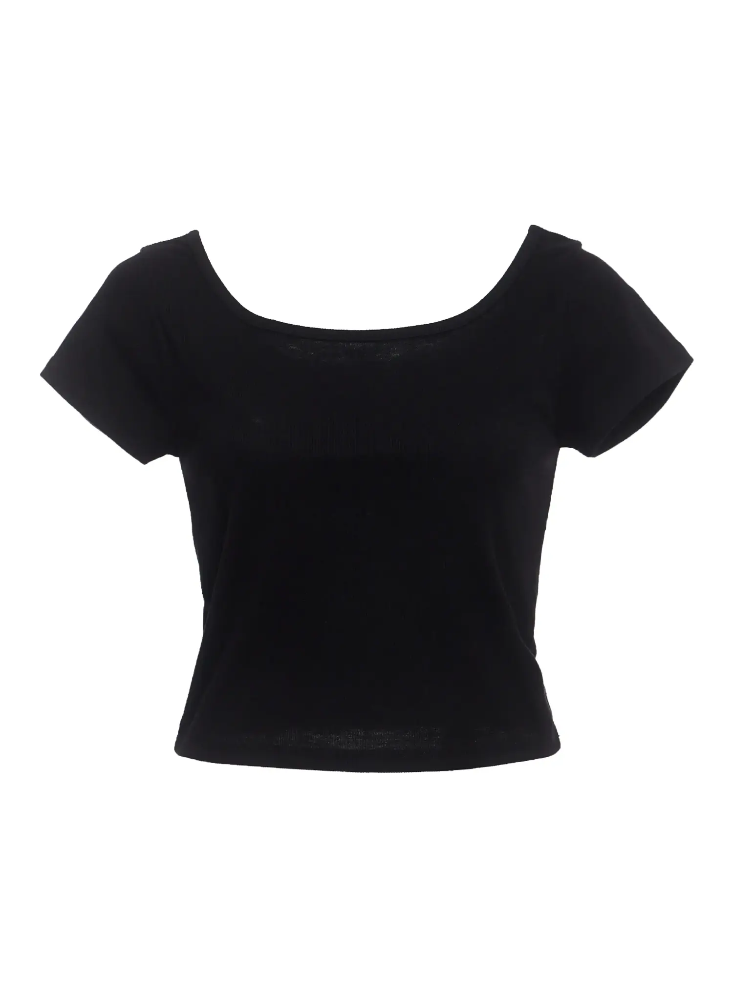 Ribbed Square-Neck Short-Sleeve Tee IC503 - Image 5