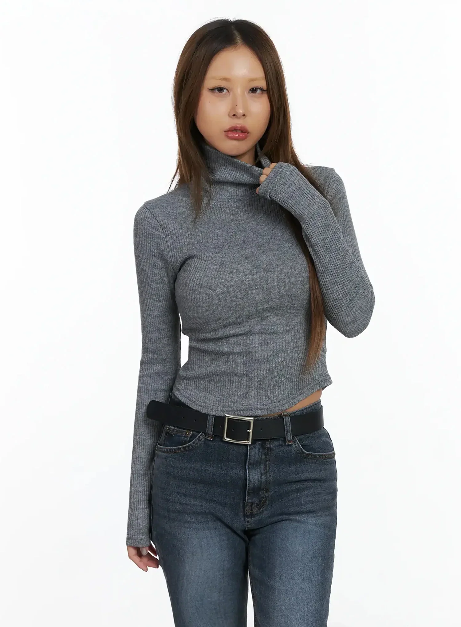 Ribbed Turtleneck Top ID503 - Image 14