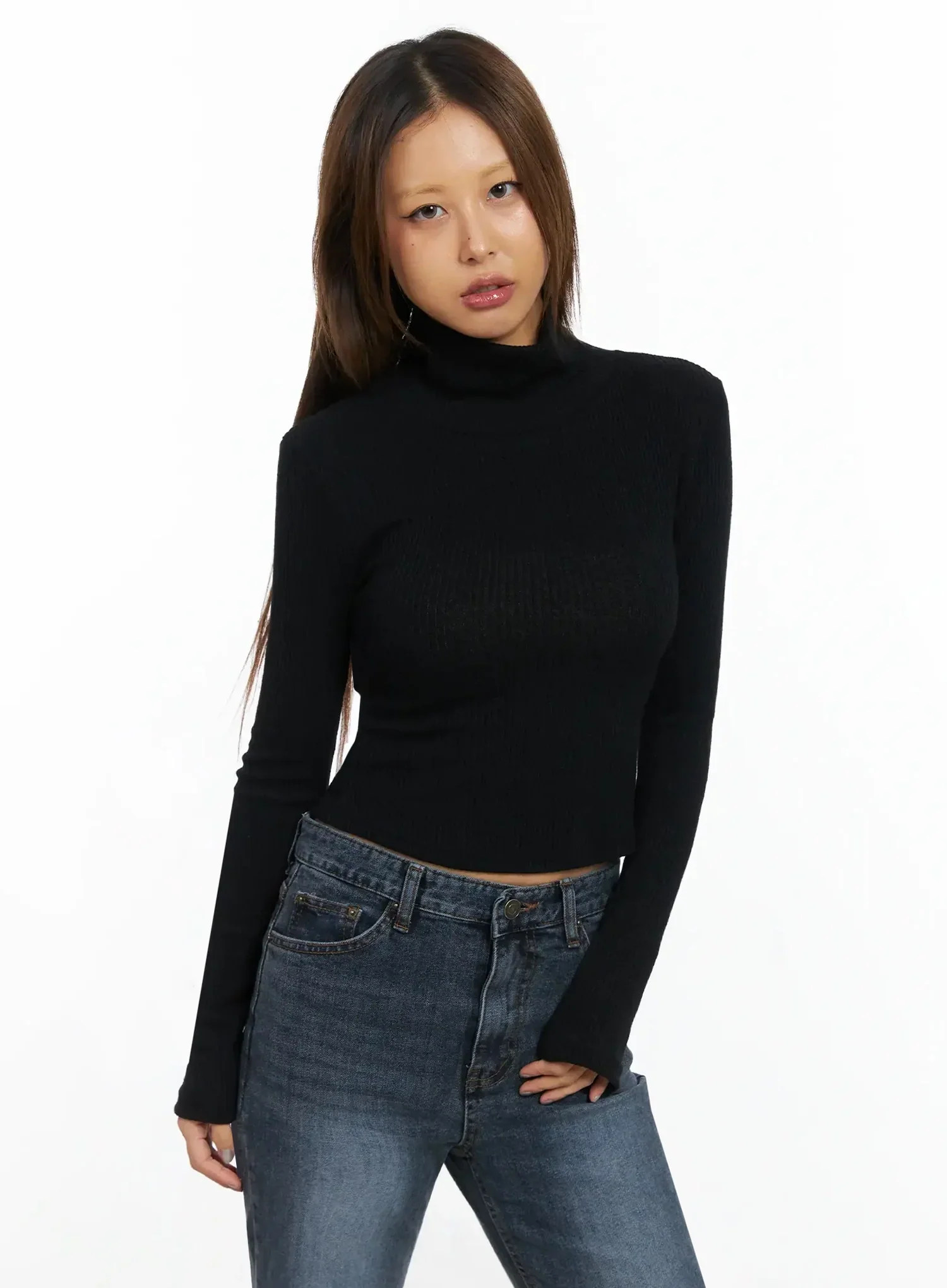 Ribbed Turtleneck Top ID503 - Image 3