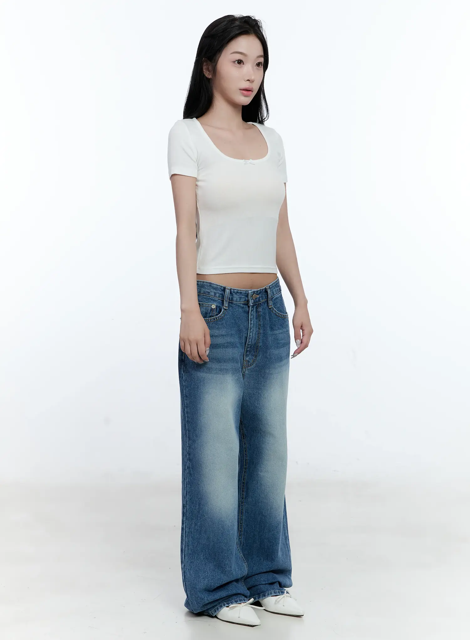 Ribbed U-Neck Crop Tee CL530 - Image 3