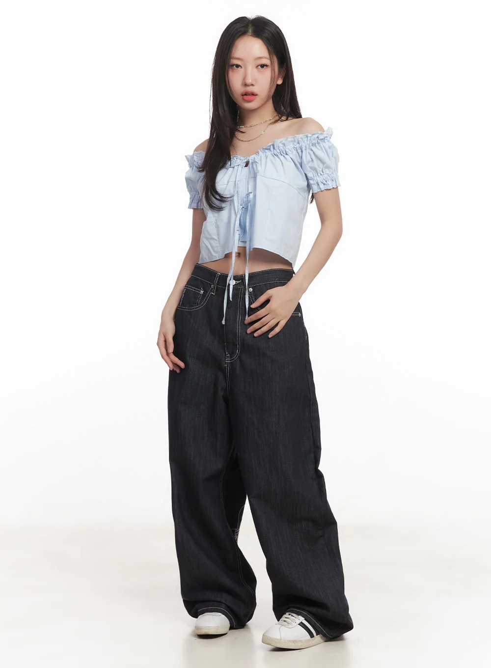 Ribbon Off-Shoulder Blouse Crop Top CA529 - Image 4