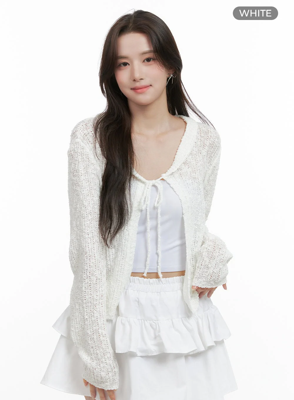 Ribbon Sheer Knit Cardigan OG409 - Image 9